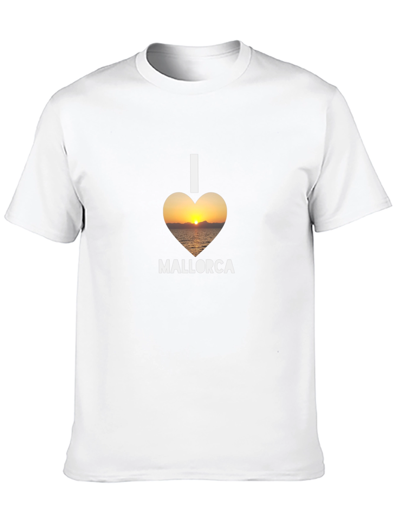 I Love Mallorca T-Shirt - Sunset Heart Design