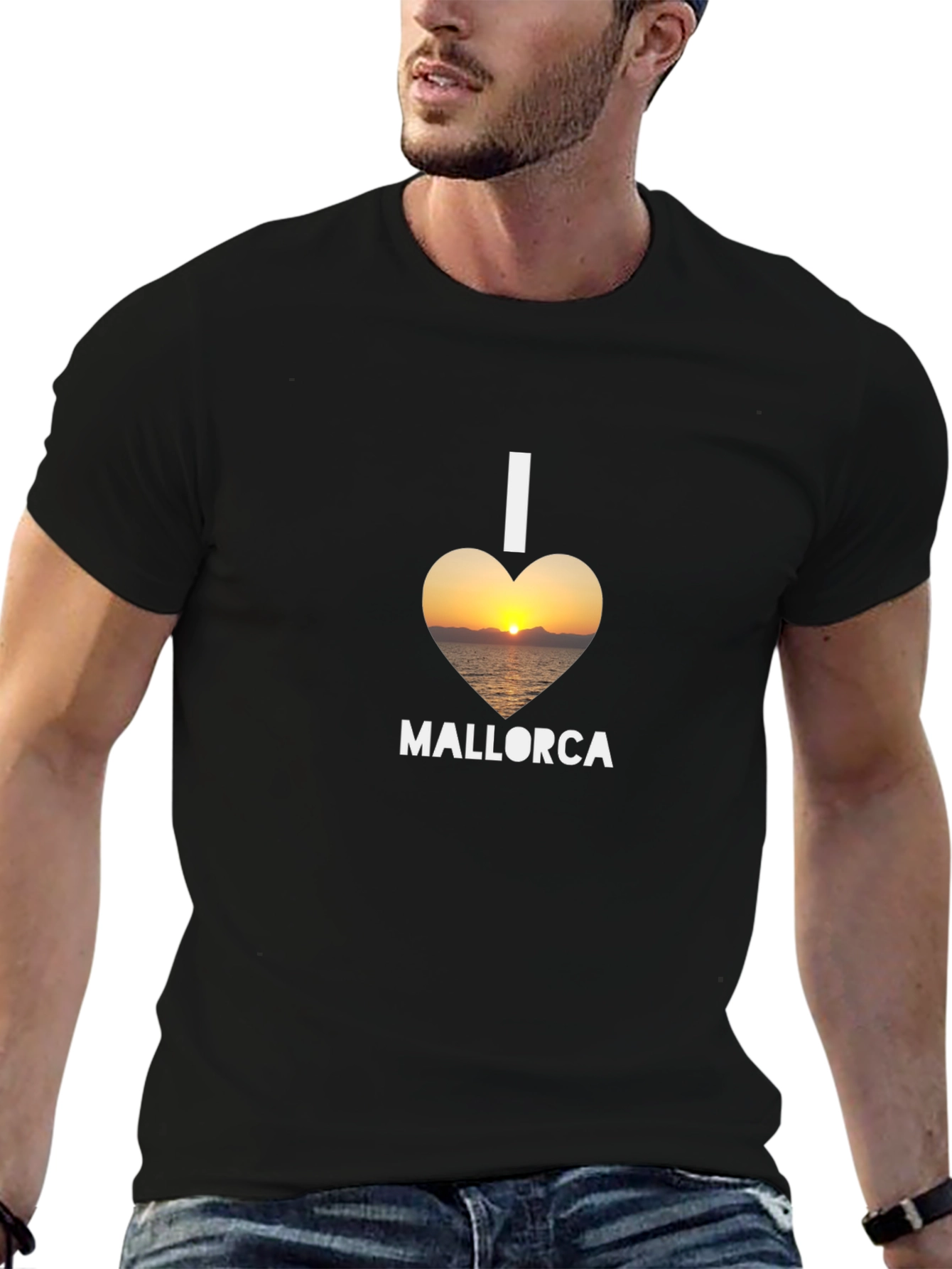 I Love Mallorca T-Shirt - Sunset Heart Design