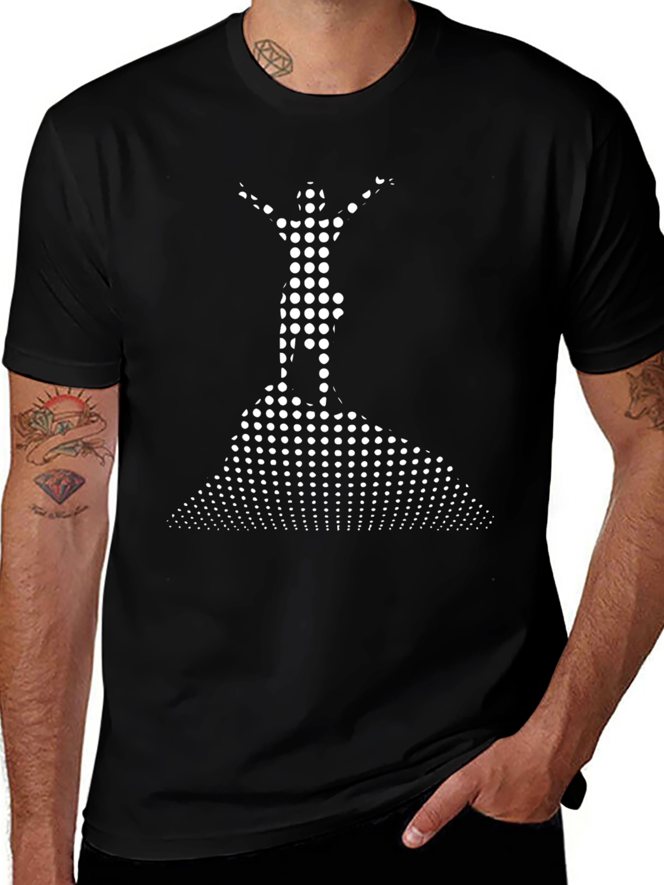 Abstract Figure Graphic T-Shirt - Black