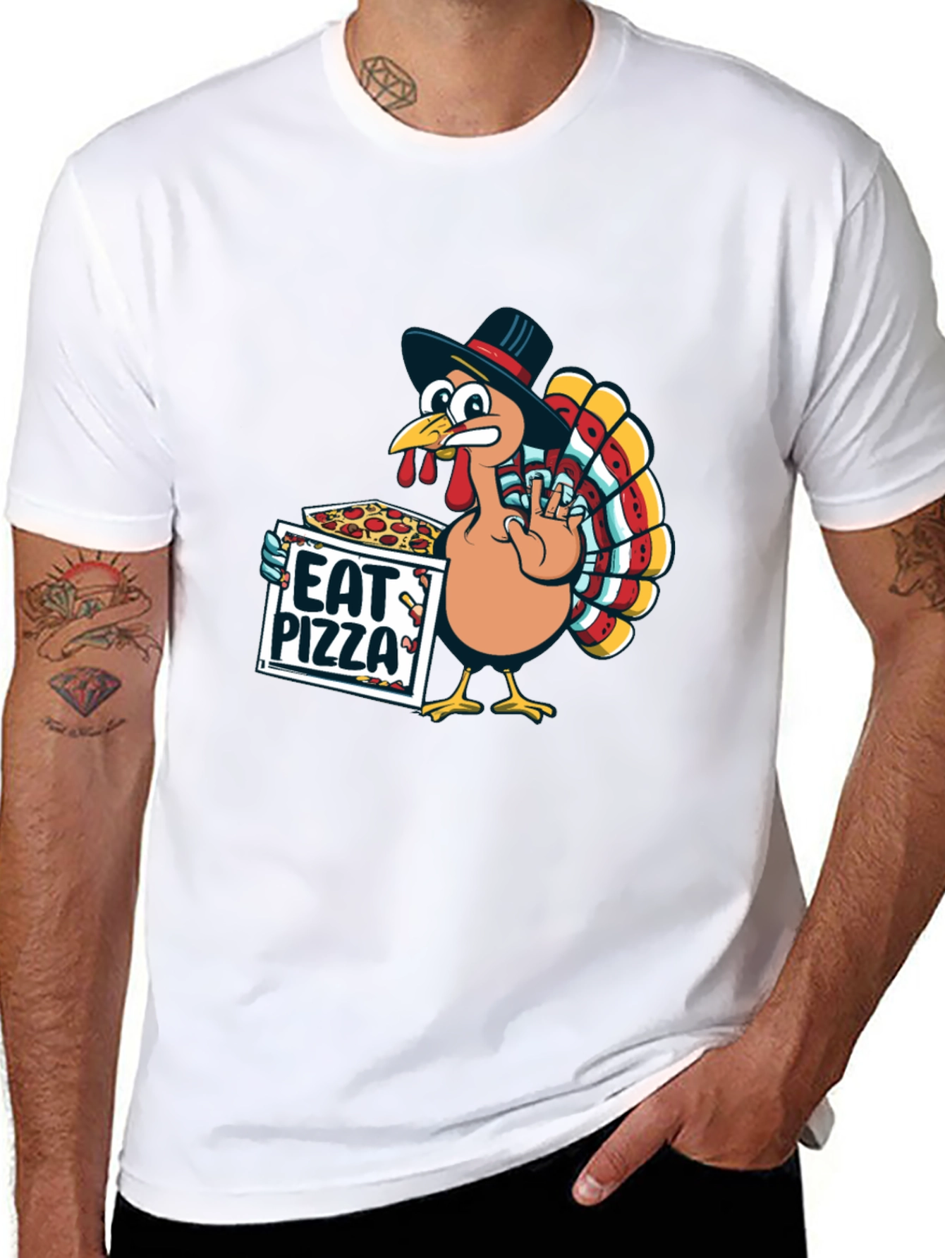 Eat Pizza Turkey T-Shirt - Thanksgiving Fun