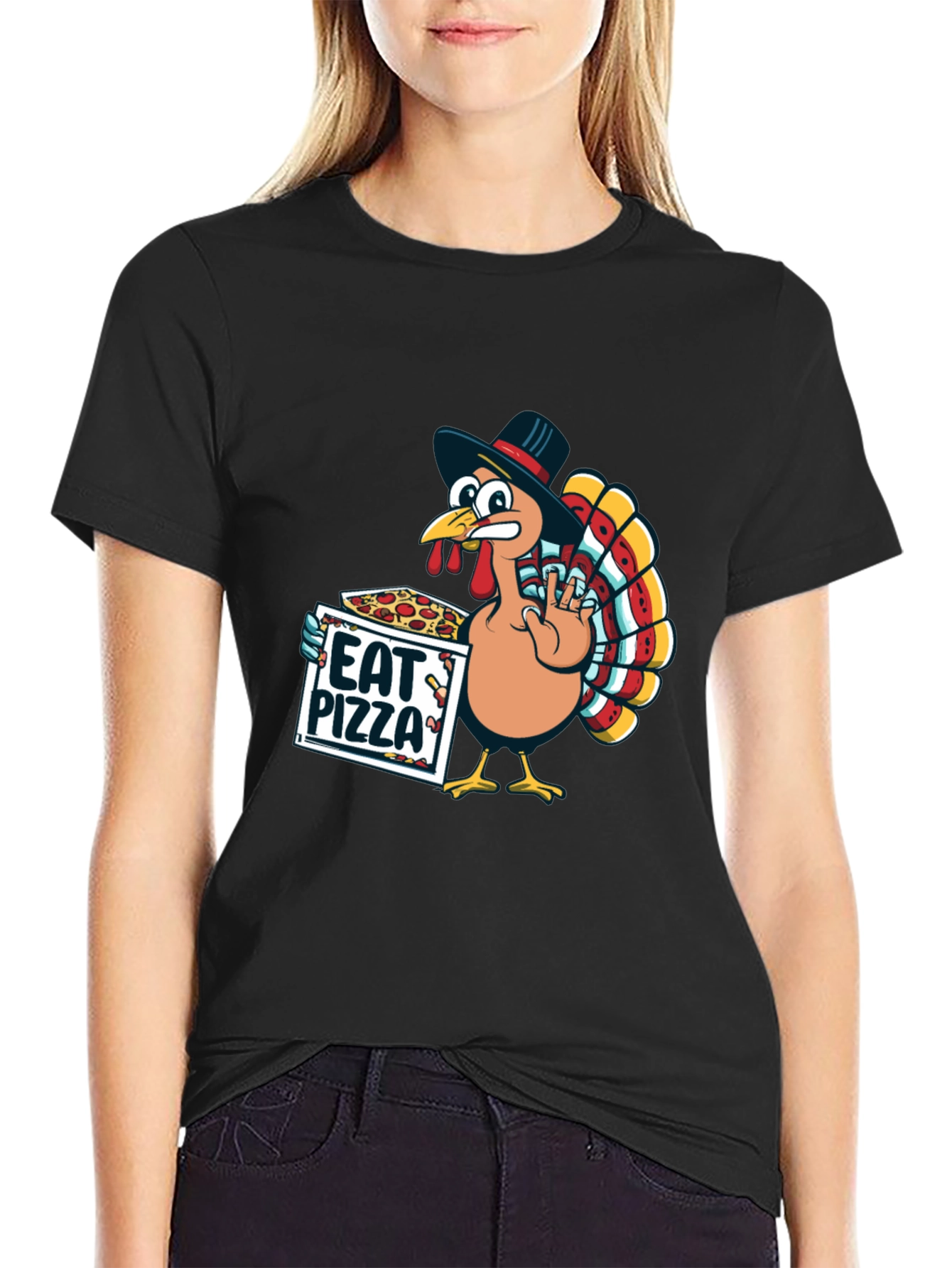 Eat Pizza Turkey T-Shirt - Thanksgiving Fun