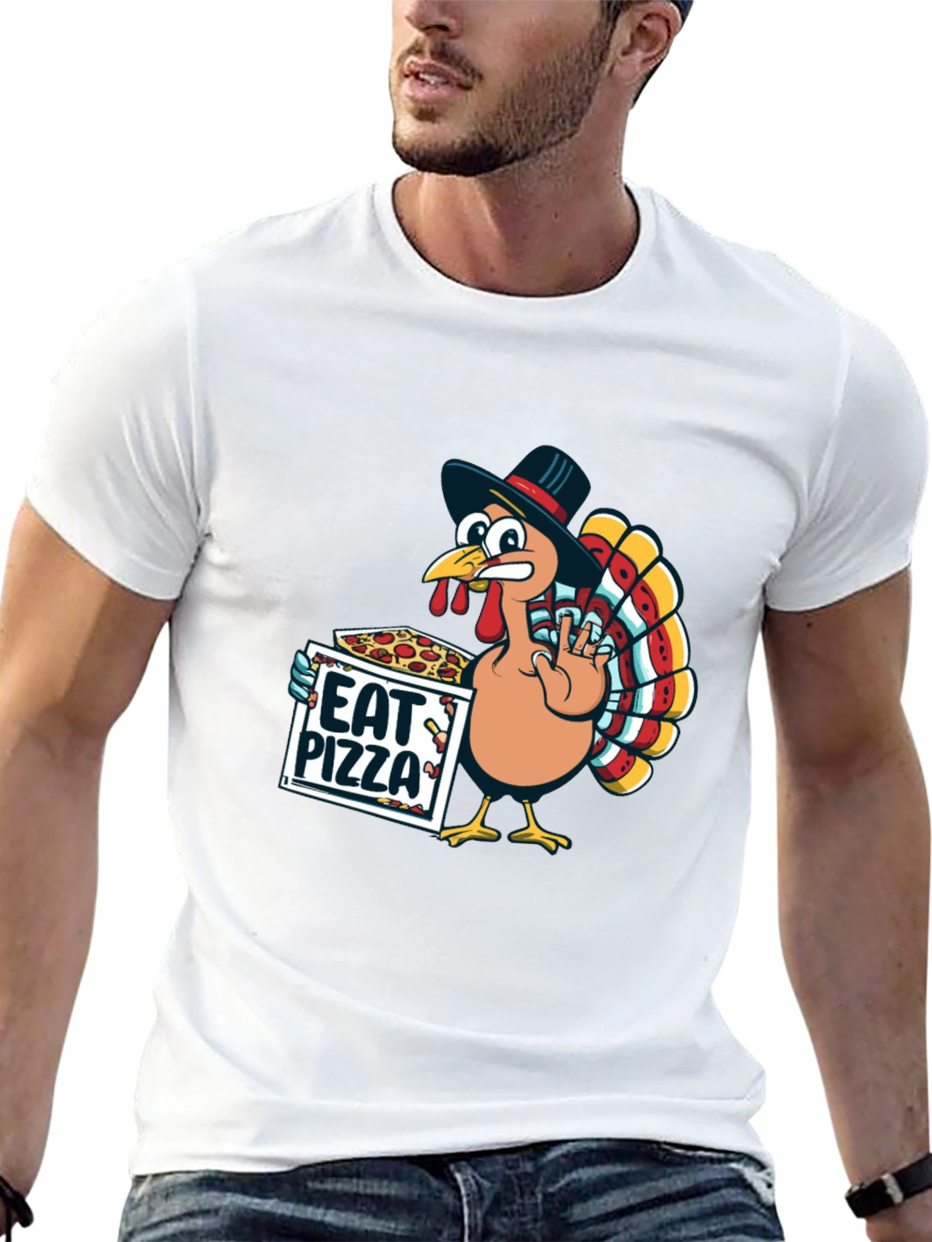 Eat Pizza Turkey T-Shirt - Thanksgiving Fun