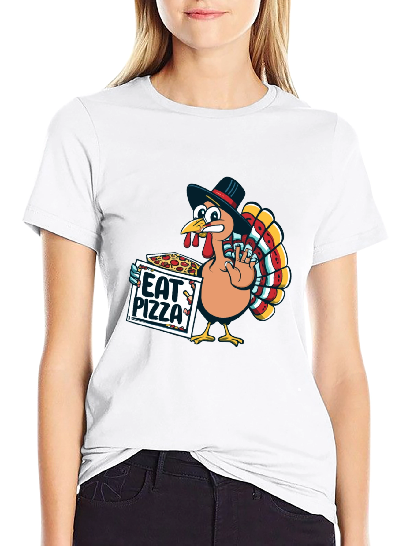 Eat Pizza Turkey T-Shirt - Thanksgiving Fun