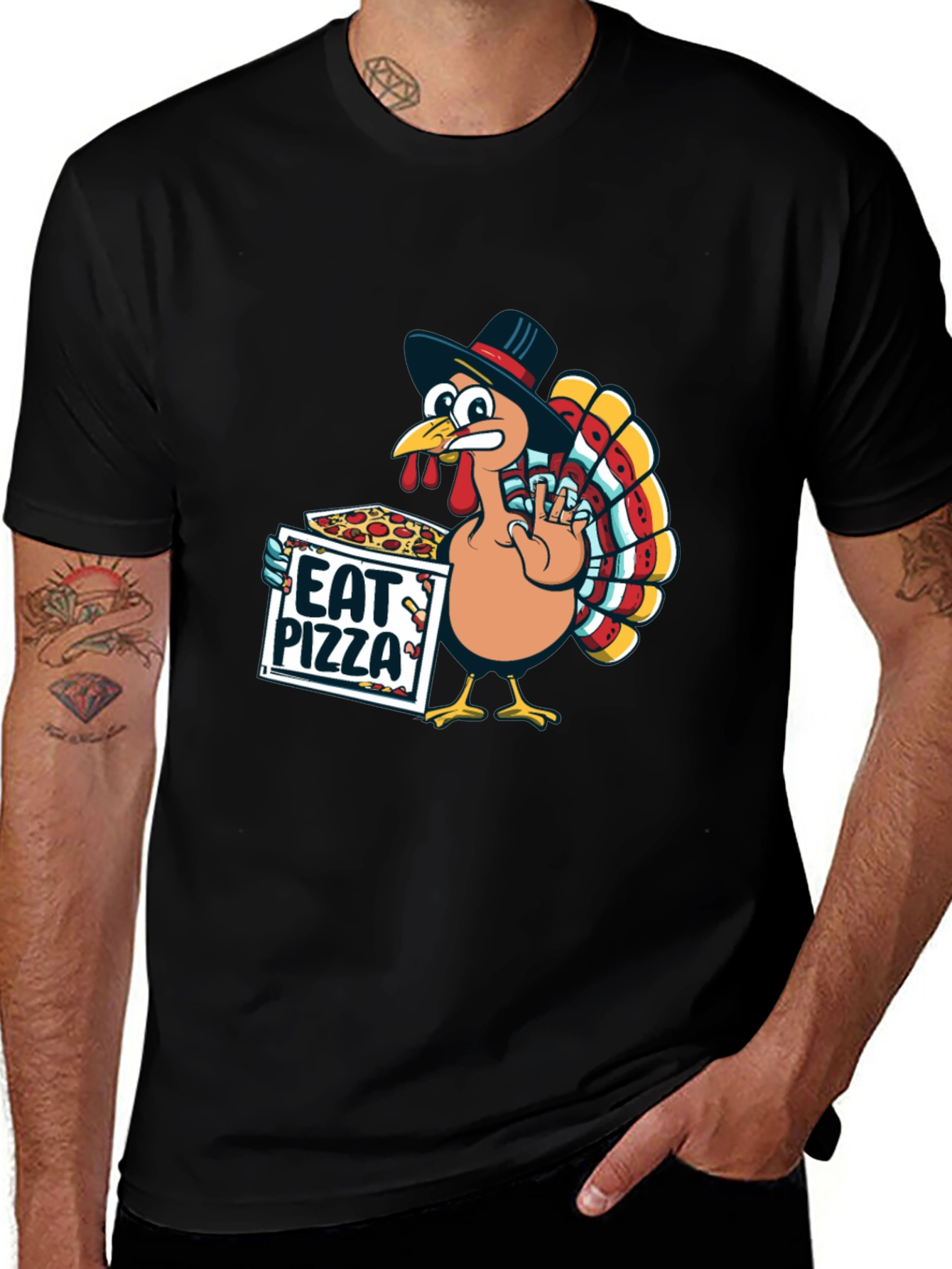 Eat Pizza Turkey T-Shirt - Thanksgiving Fun