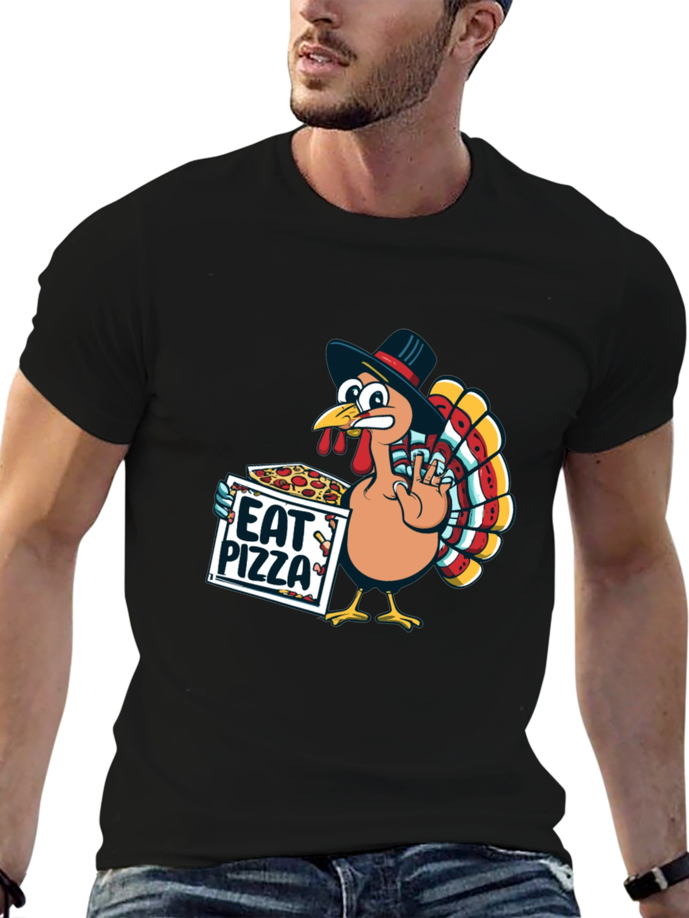 Eat Pizza Turkey T-Shirt - Thanksgiving Fun
