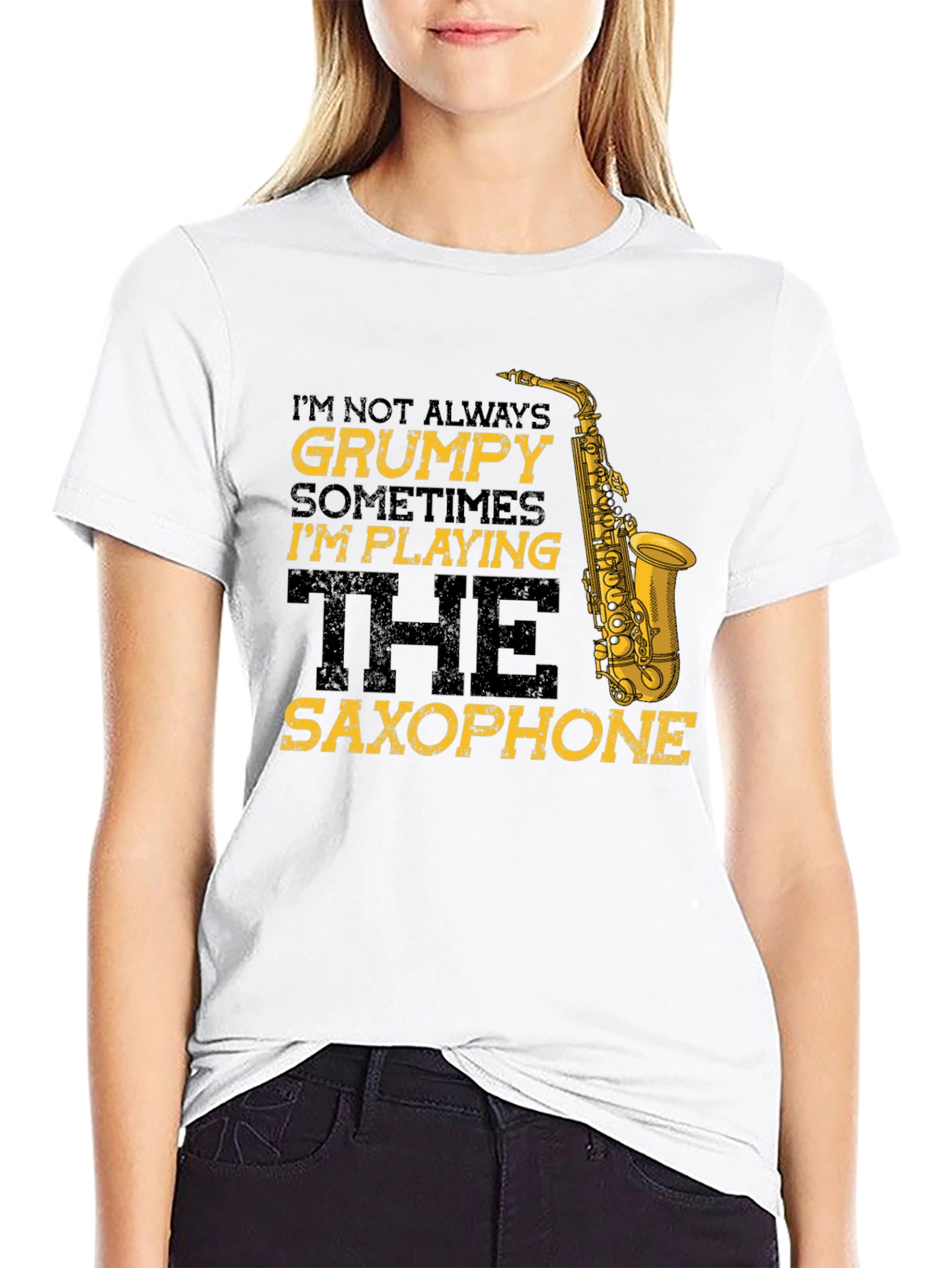 Grumpy Saxophone Player Black T-Shirt