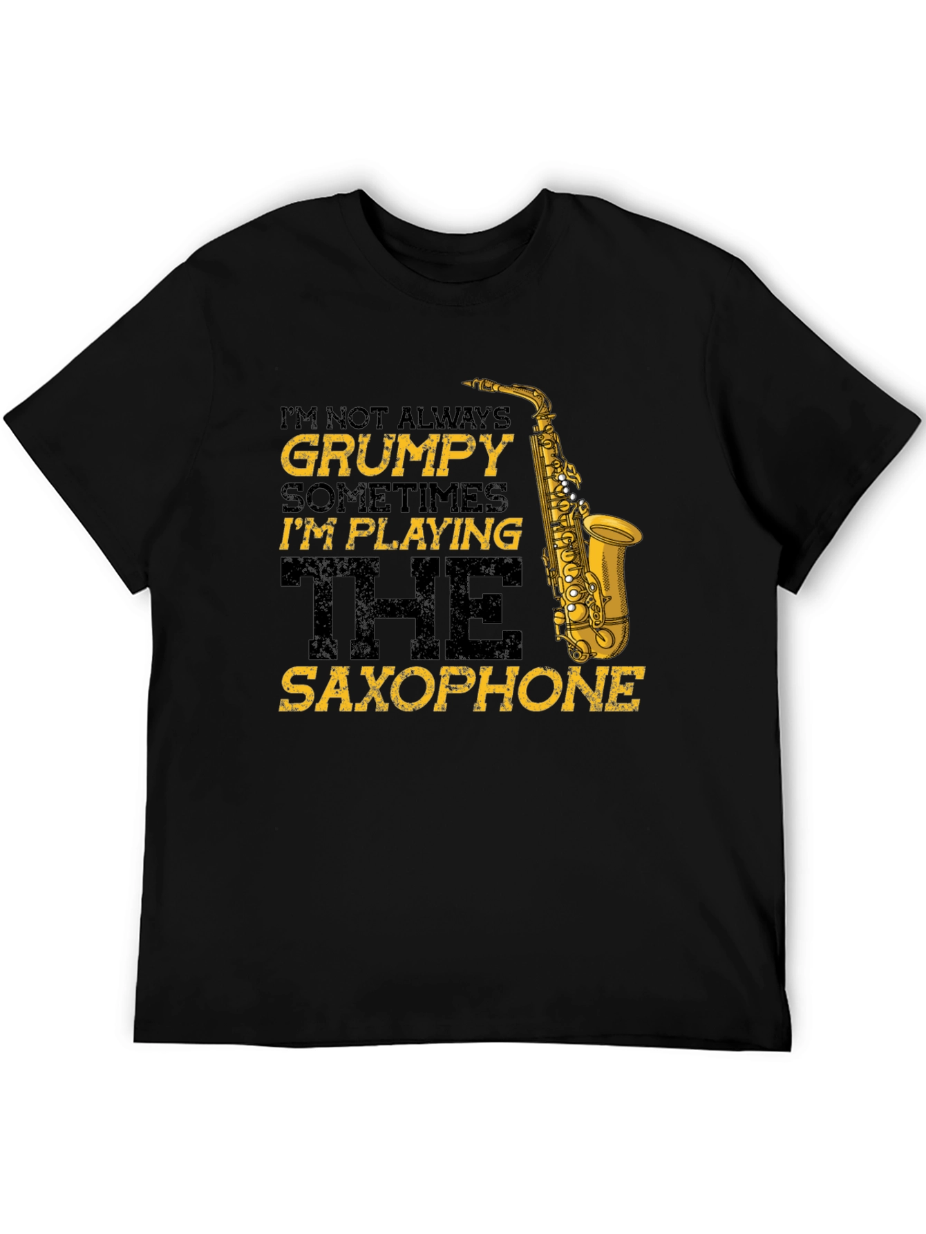 Grumpy Saxophone Player Black T-Shirt