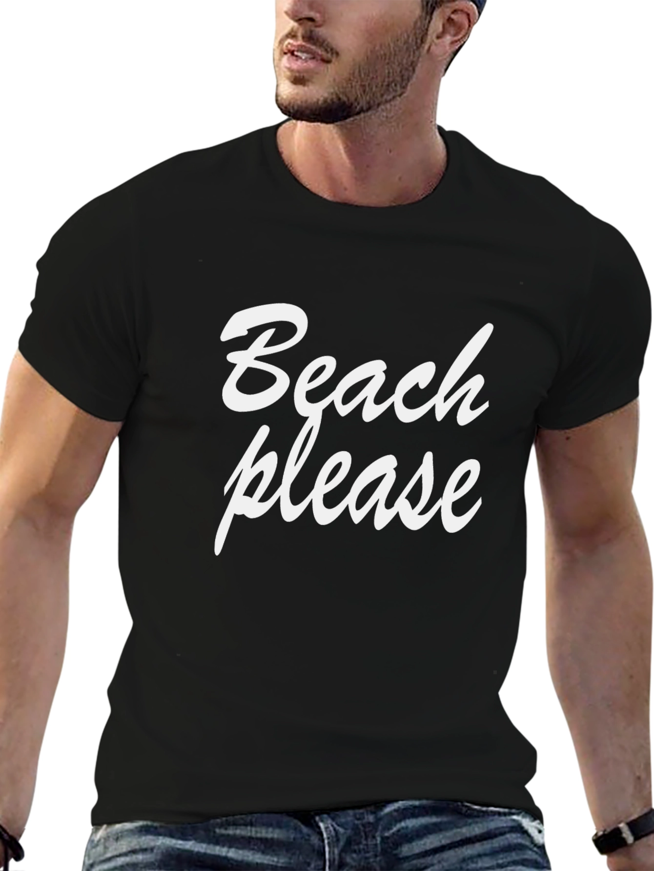 Beach Please Graphic Tee - Black