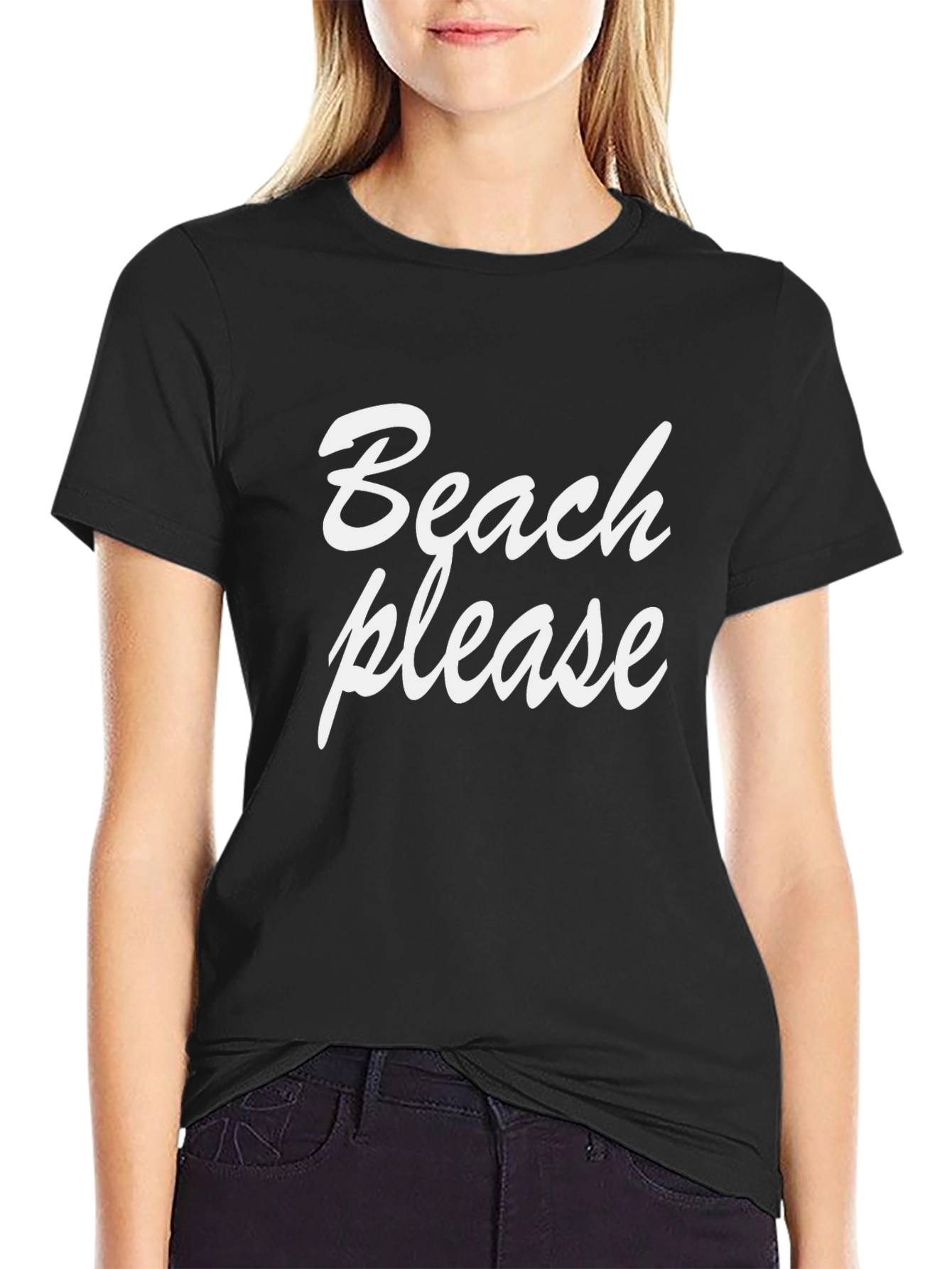 Beach Please Graphic Tee - Black