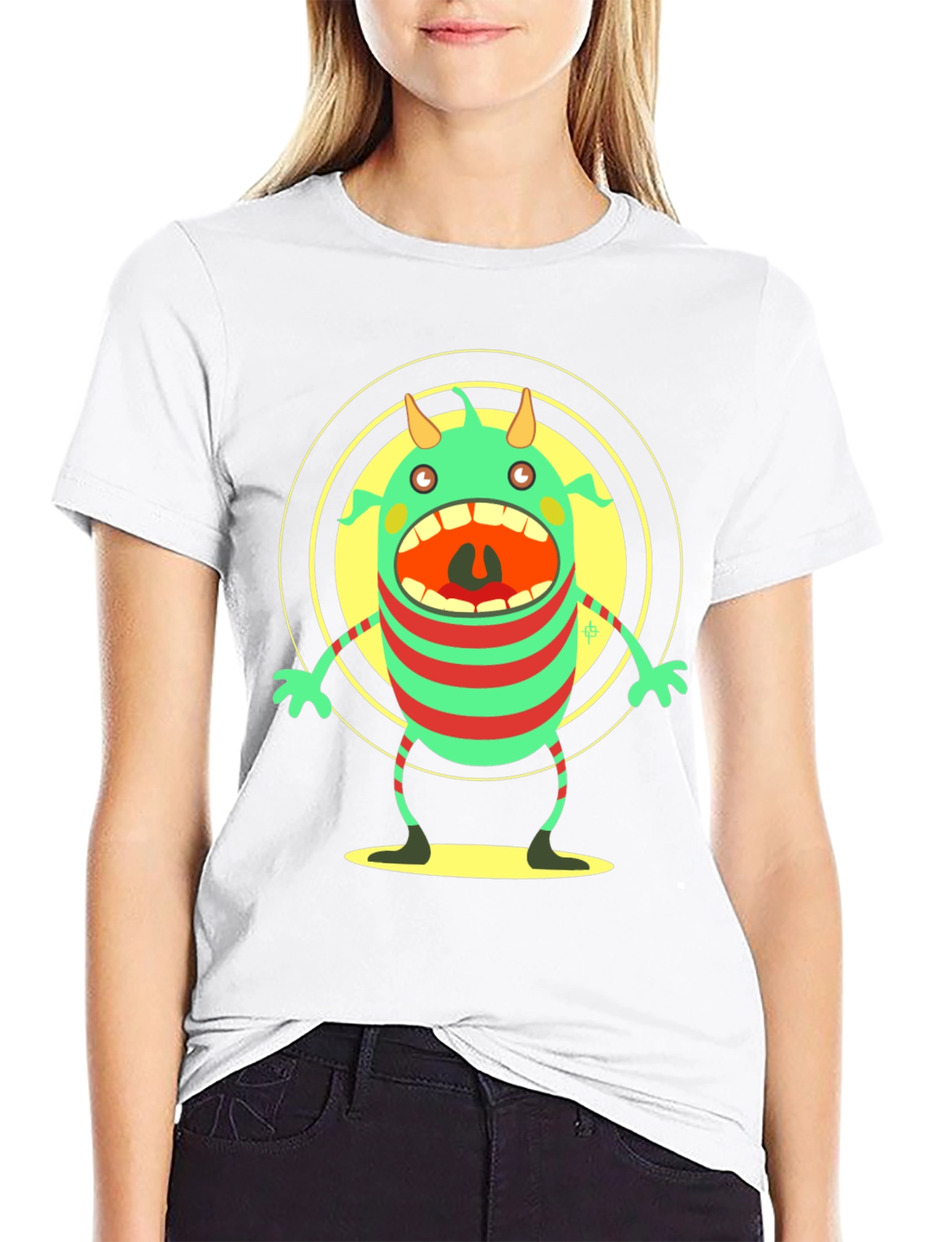 Monster Graphic Black T-Shirt - Fun Cartoon Tee