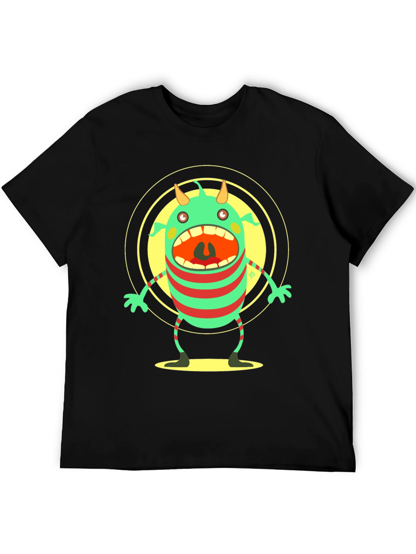 Monster Graphic Black T-Shirt - Fun Cartoon Tee
