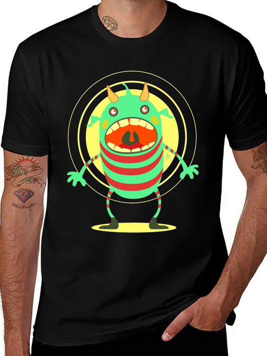 Monster Graphic Black T-Shirt - Fun Cartoon Tee