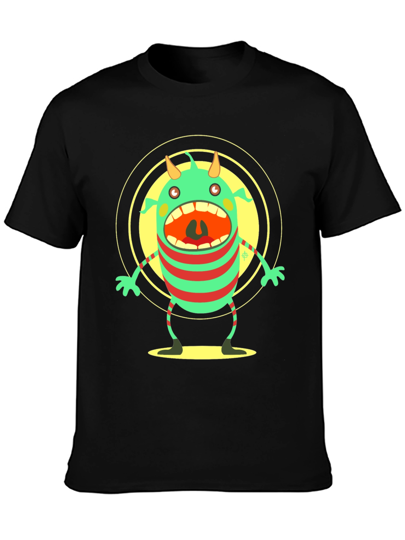 Monster Graphic Black T-Shirt - Fun Cartoon Tee