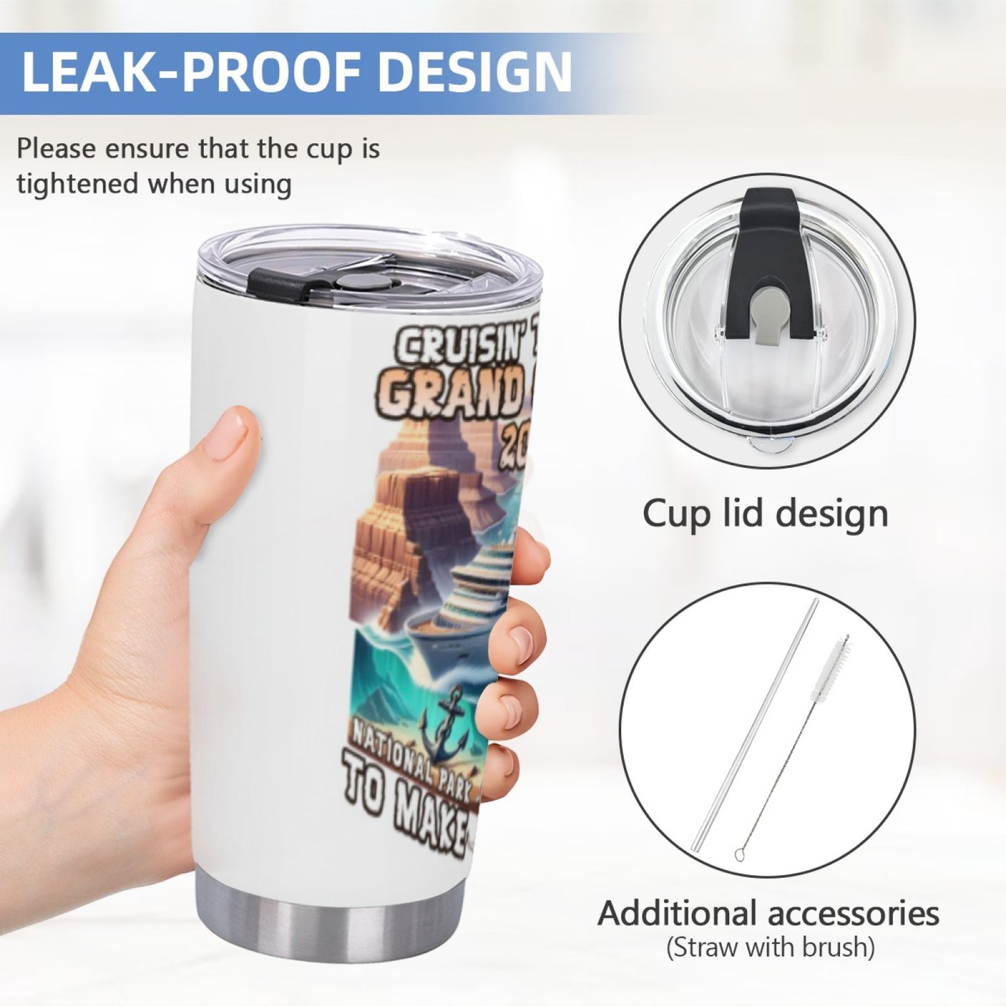 Picnic-Friendly Insulated Graphic Tumbler - Stainless Steel Reusable Cup