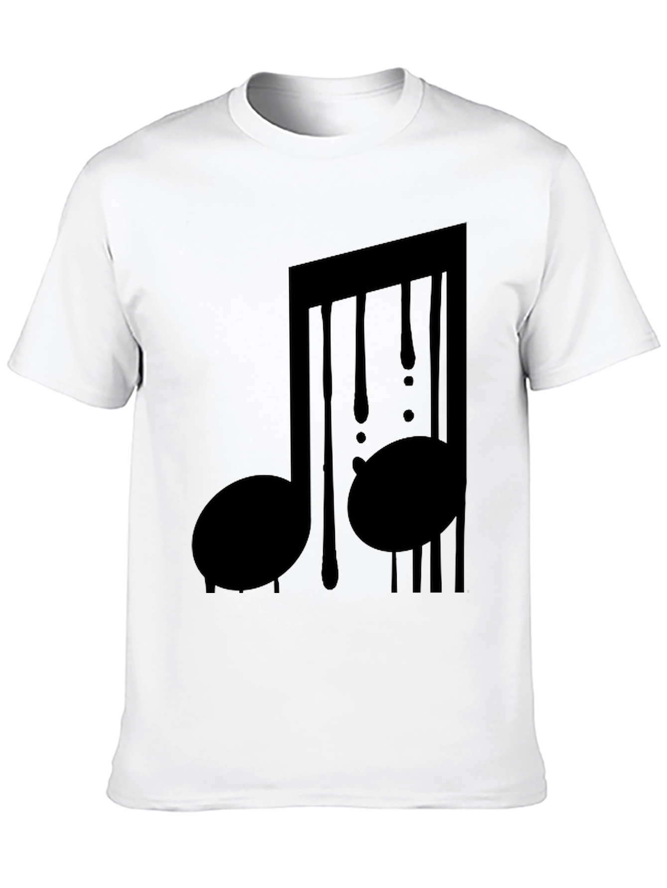 Music Note Drip Graphic Tee - Black Cotton Shirt