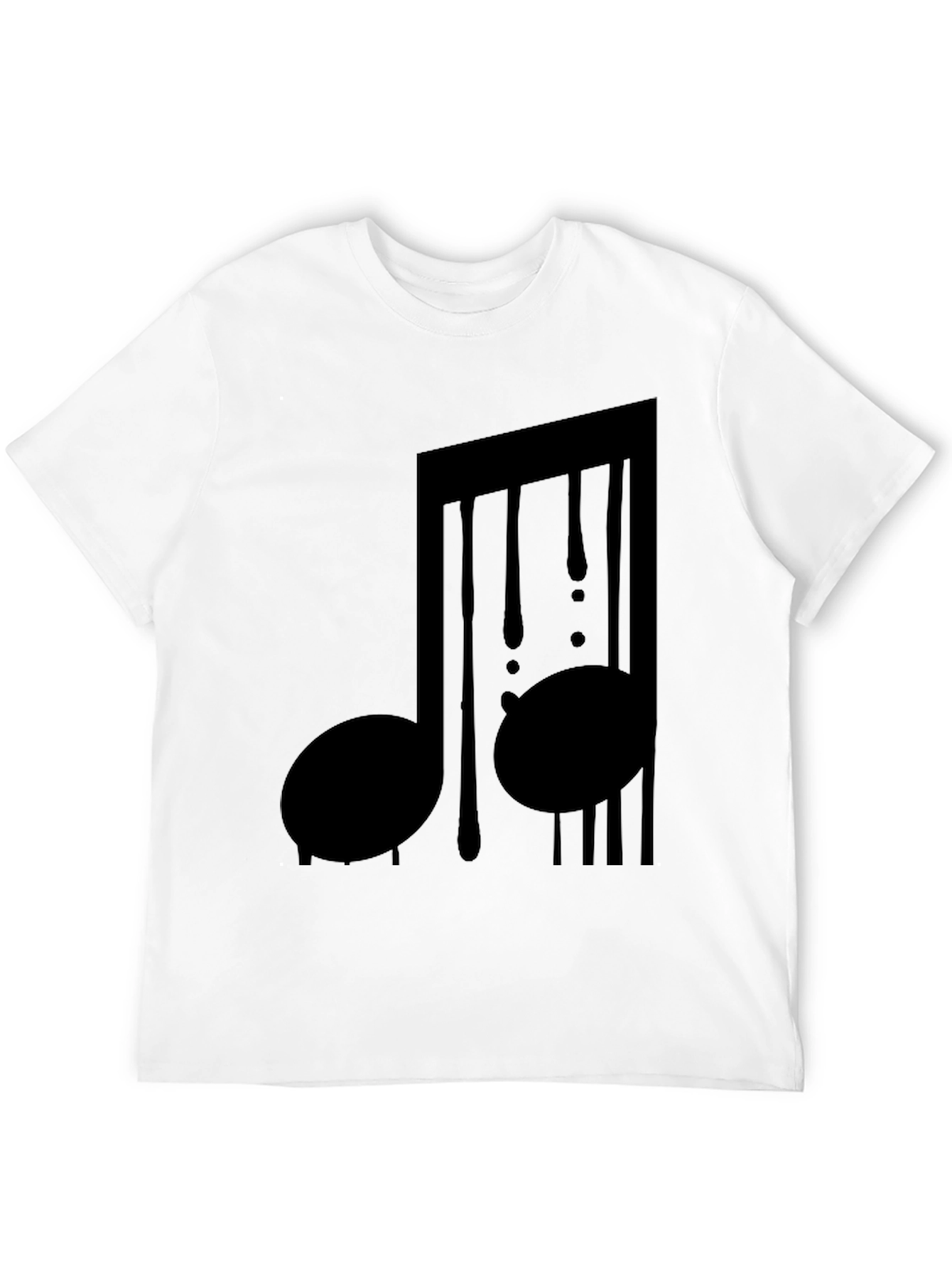 Music Note Drip Graphic Tee - Black Cotton Shirt