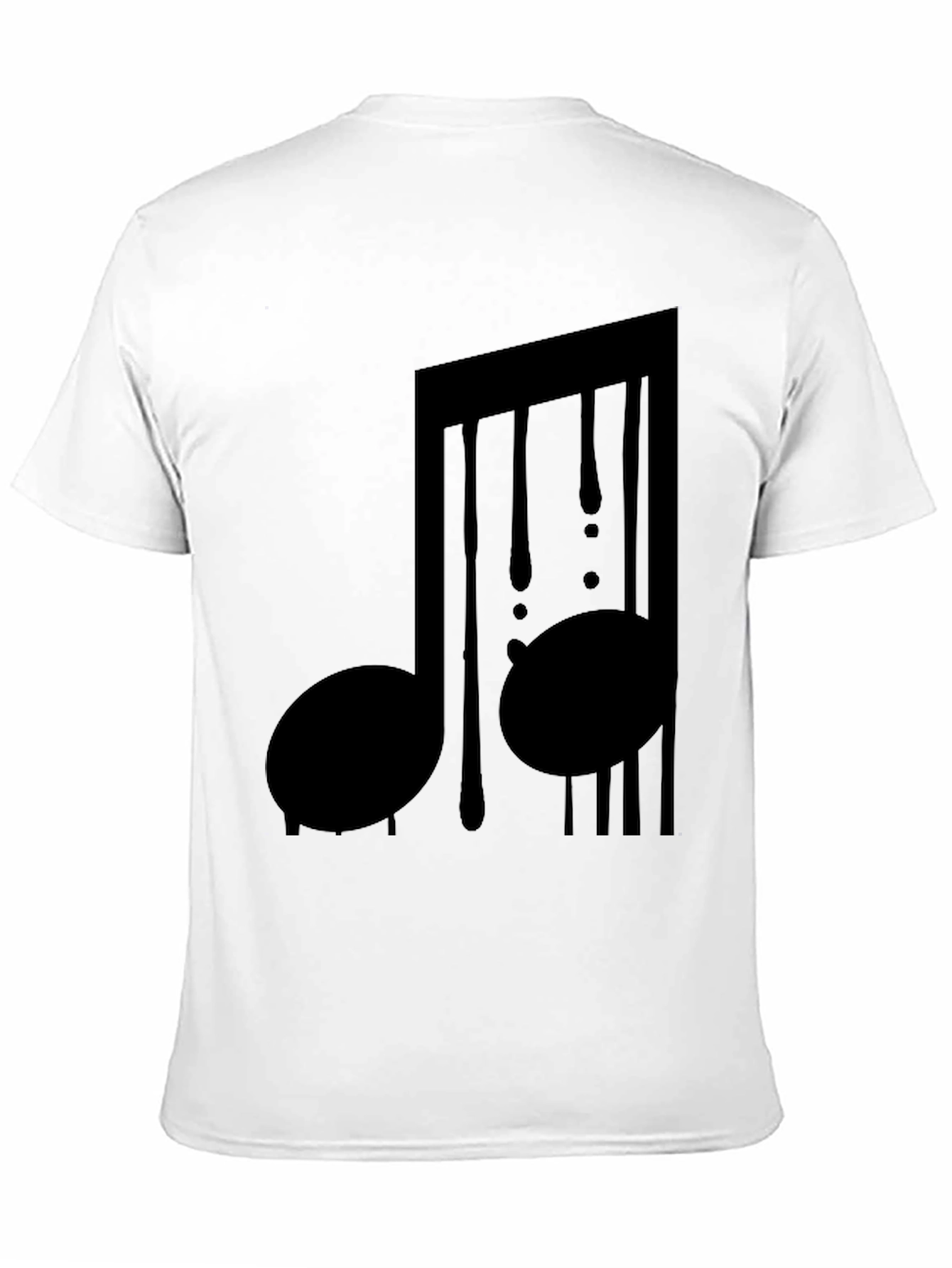 Music Note Drip Graphic Tee - Black Cotton Shirt