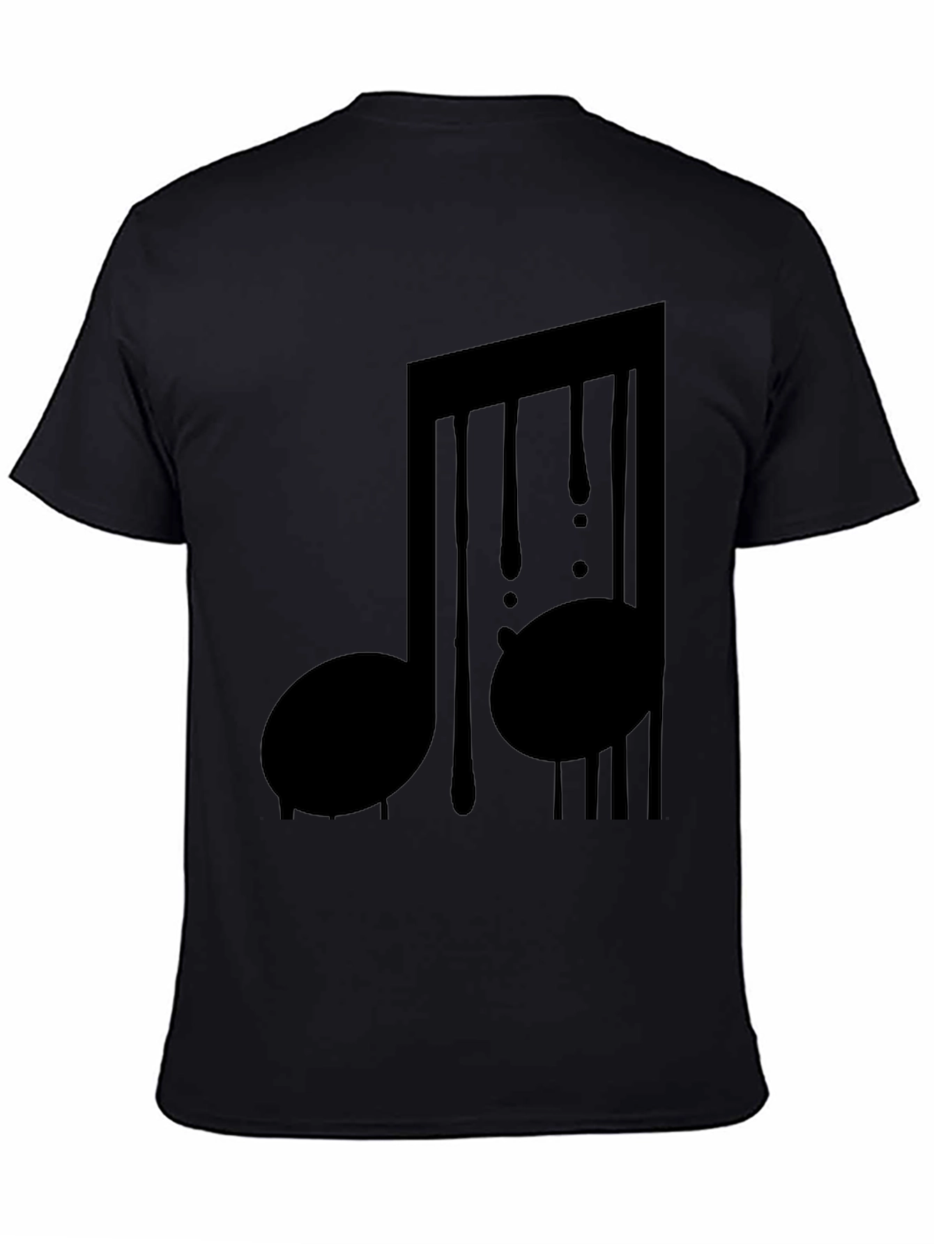 Music Note Drip Graphic Tee - Black Cotton Shirt