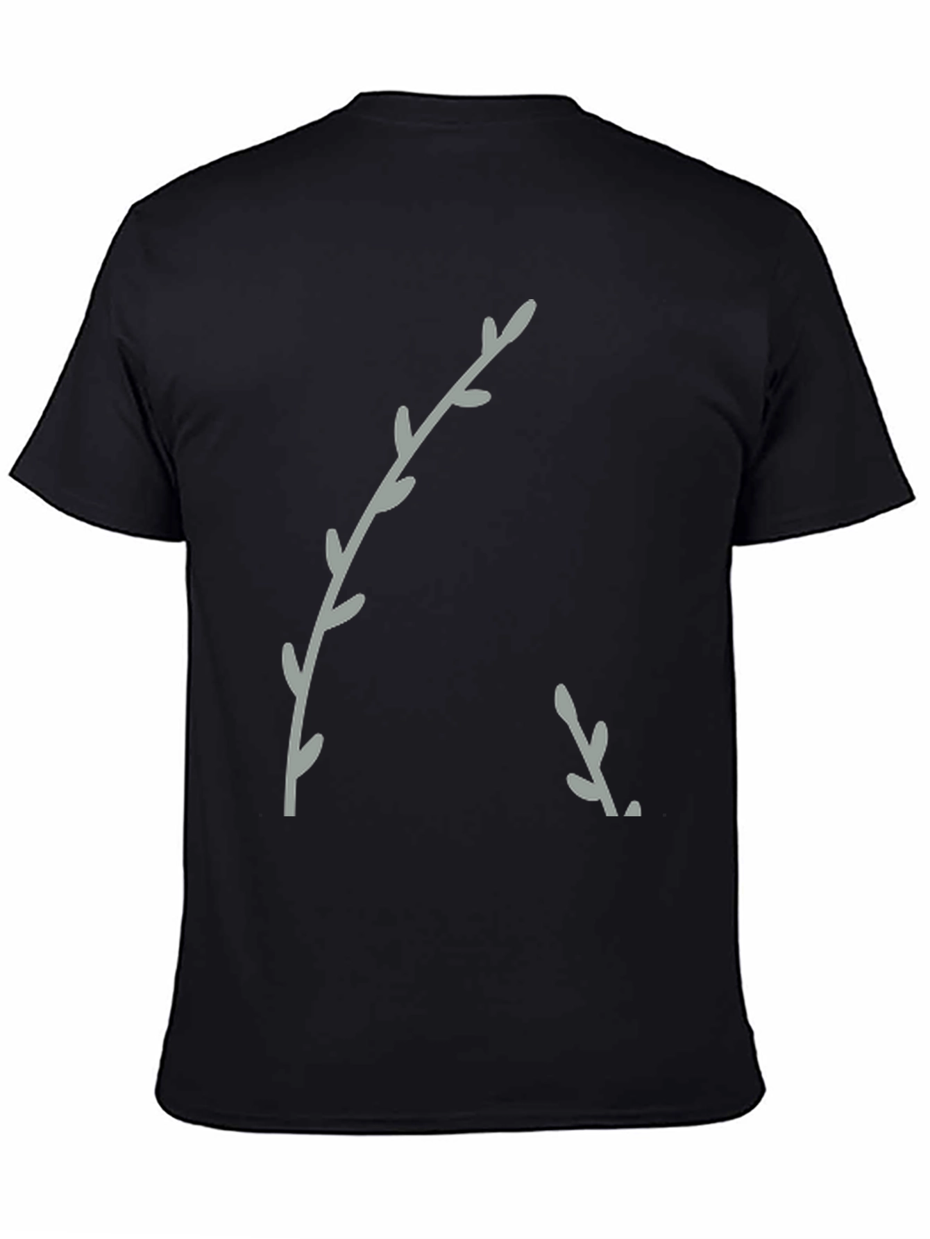 Minimalist Branch Print Black T-Shirt