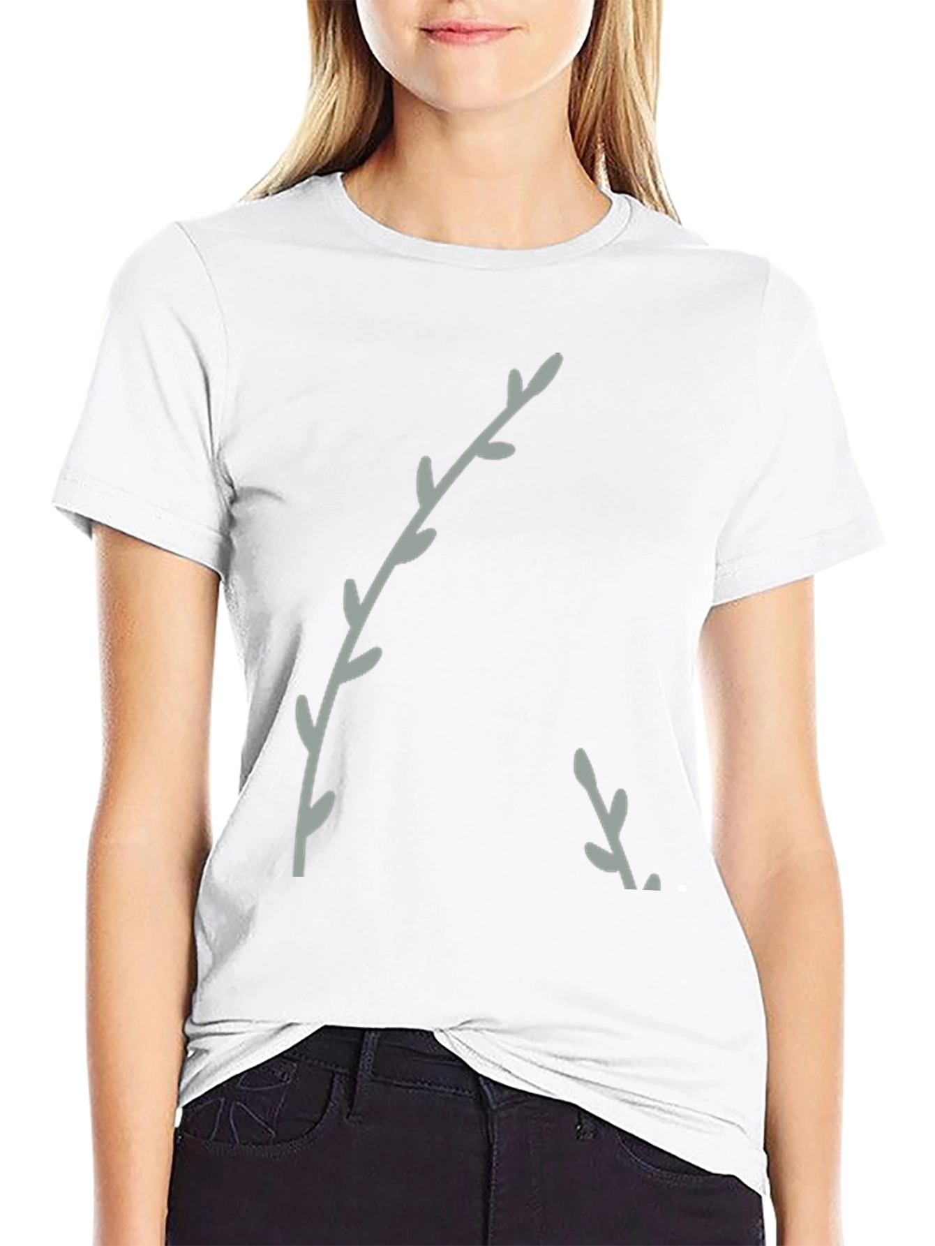 Minimalist Branch Print Black T-Shirt