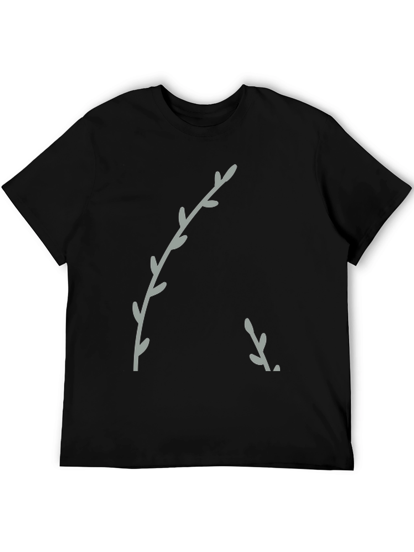 Minimalist Branch Print Black T-Shirt