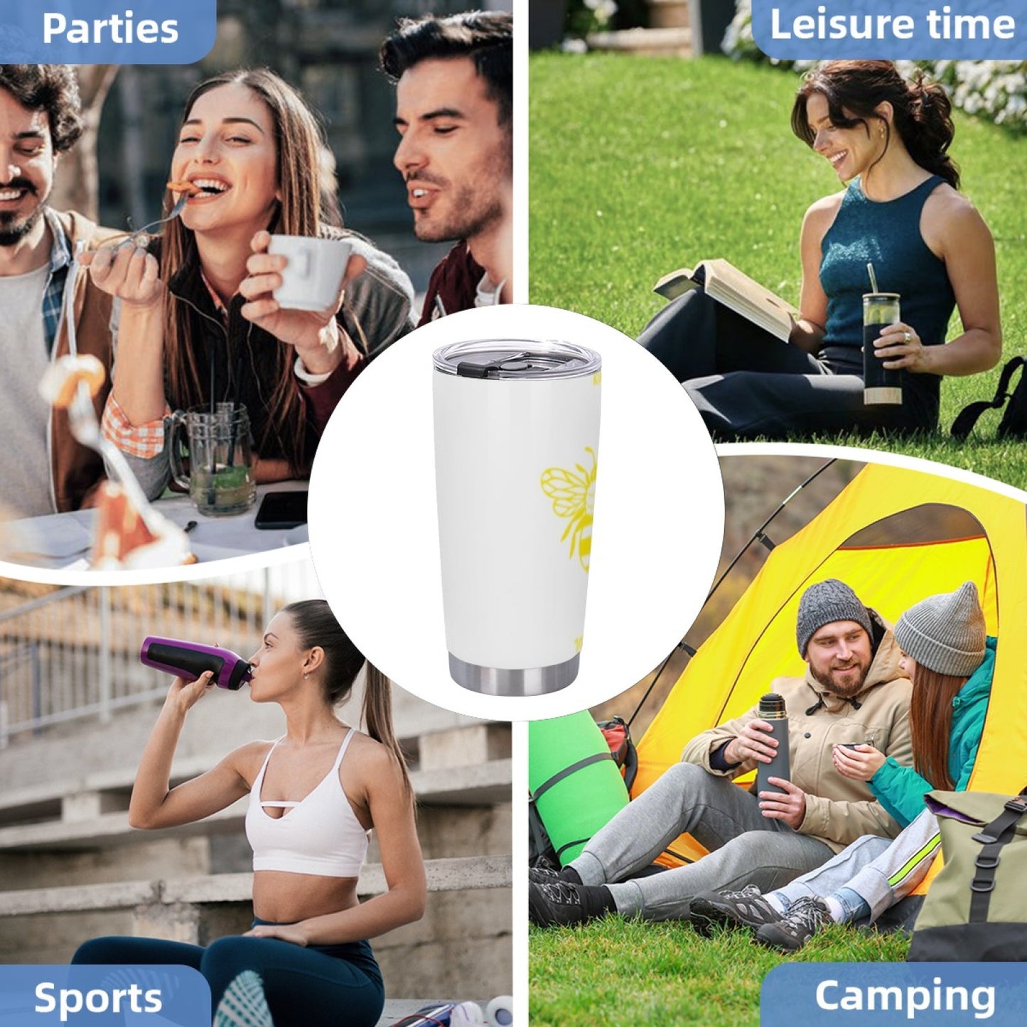 Durable Insulated Graphic Tumbler - Stainless Steel Reusable Drink Cup