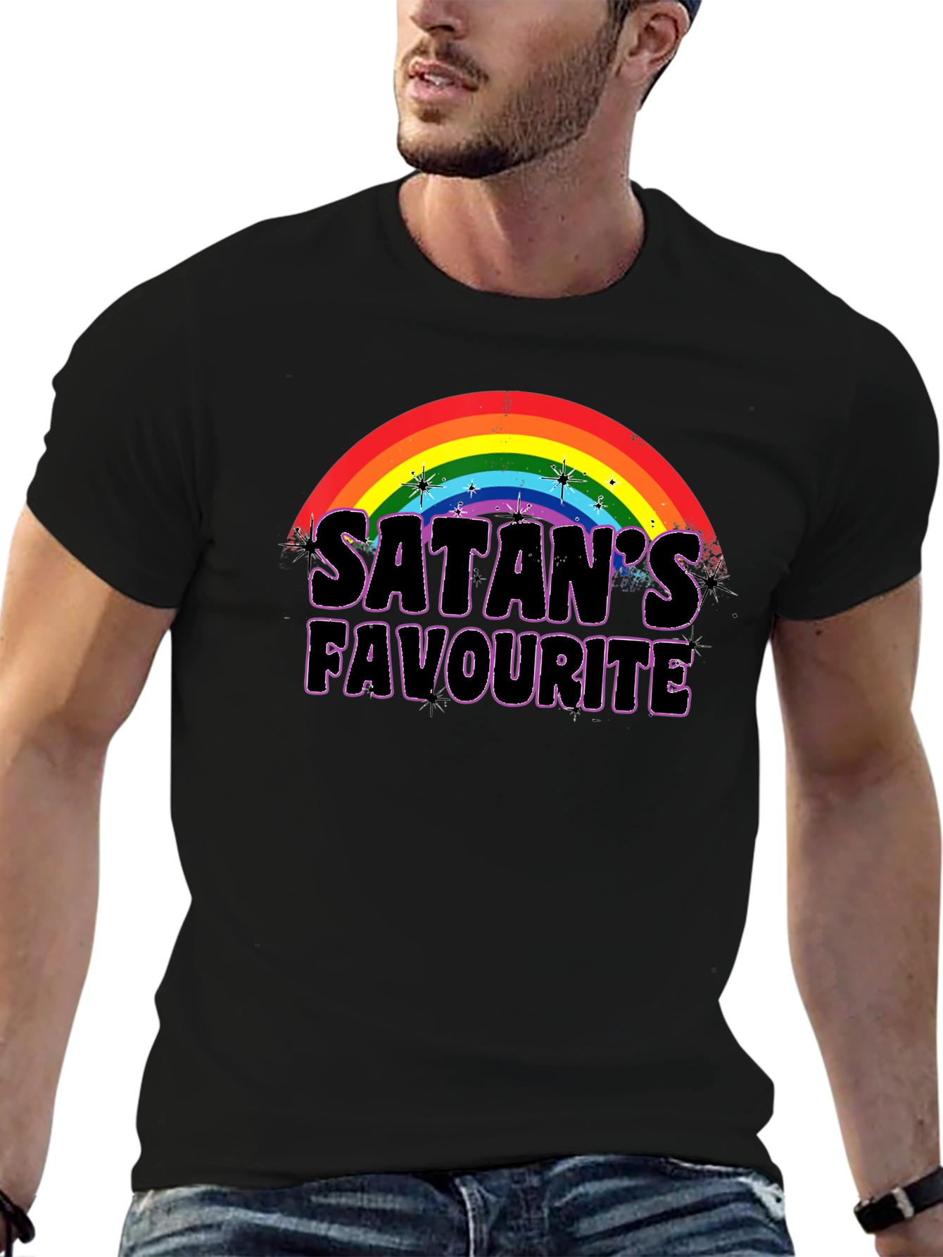 Satans Favorite Rainbow Graphic T-Shirt