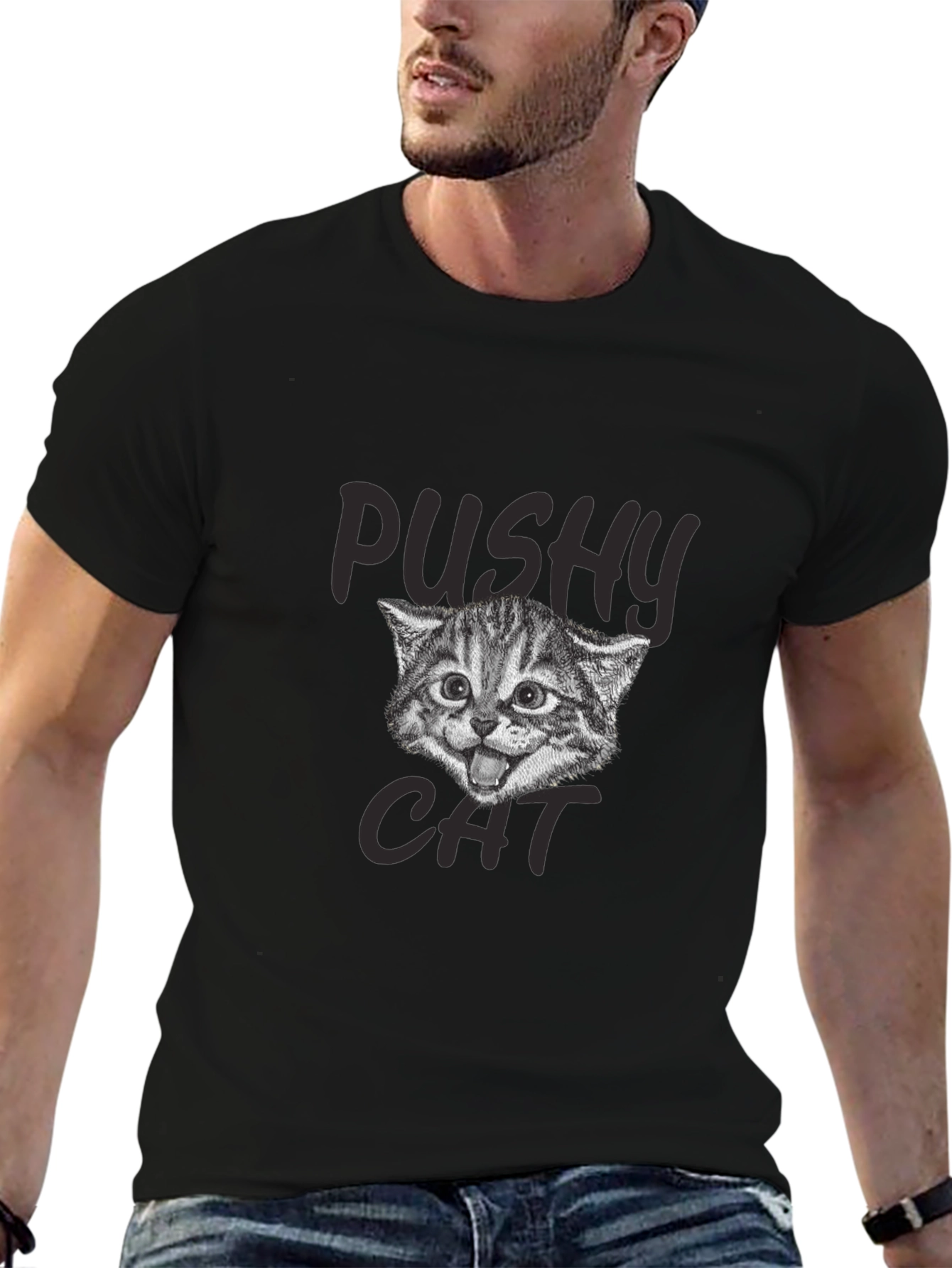 Pushy Cat Graphic T-Shirt