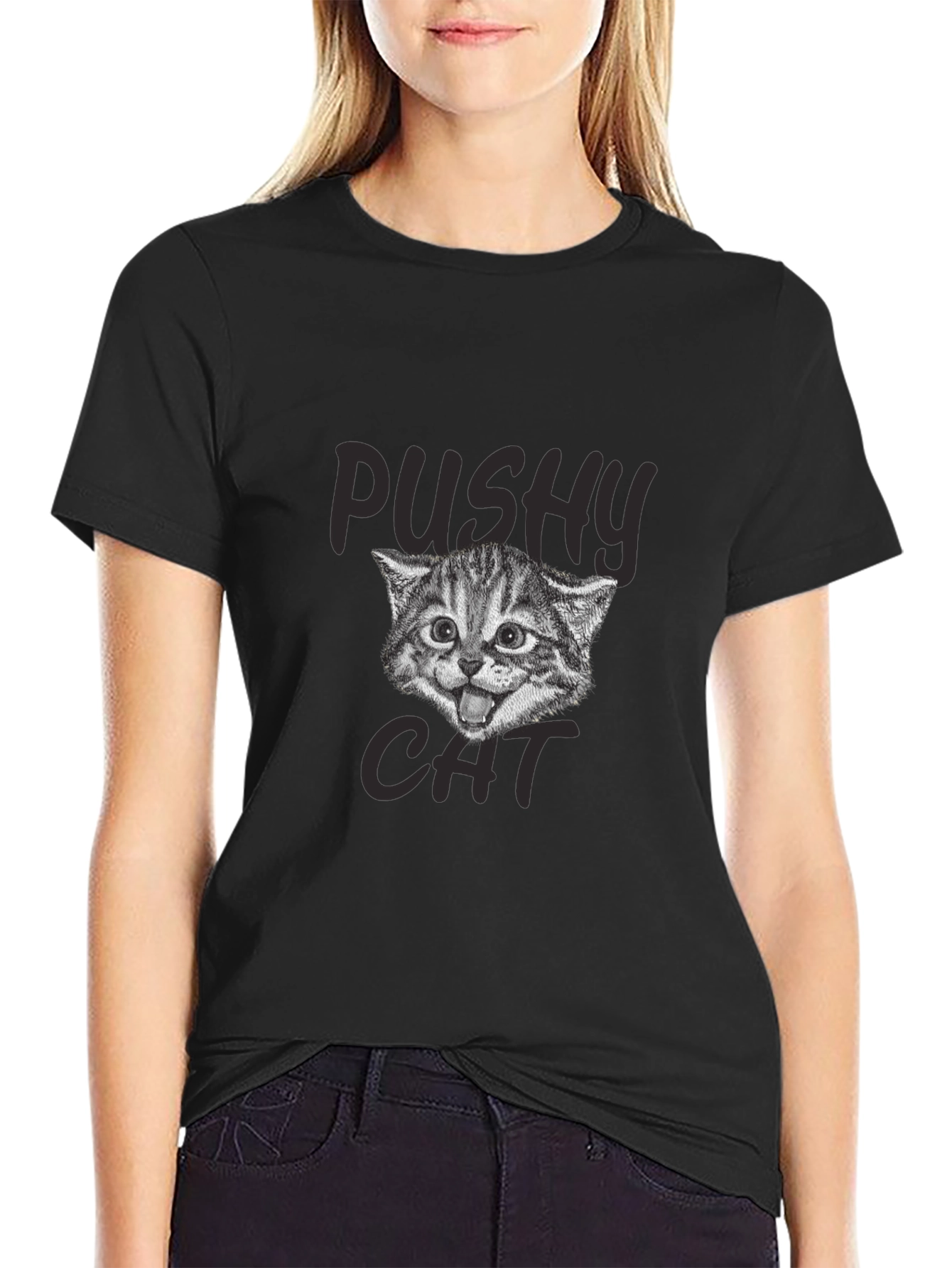 Pushy Cat Graphic T-Shirt