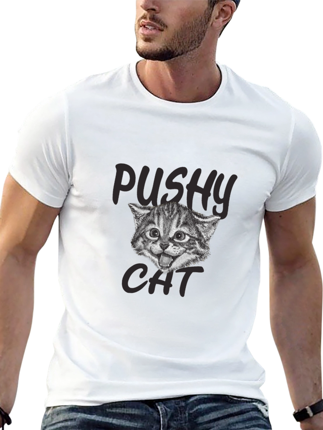 Pushy Cat Graphic T-Shirt