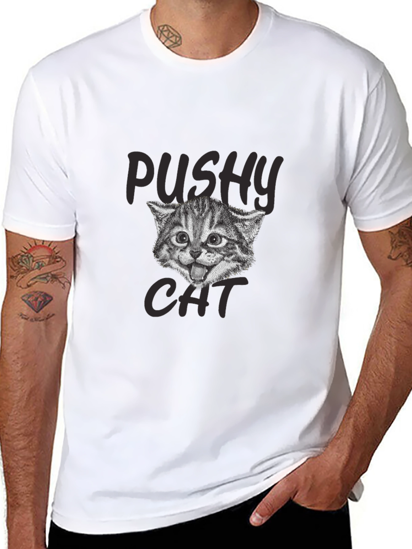 Pushy Cat Graphic T-Shirt