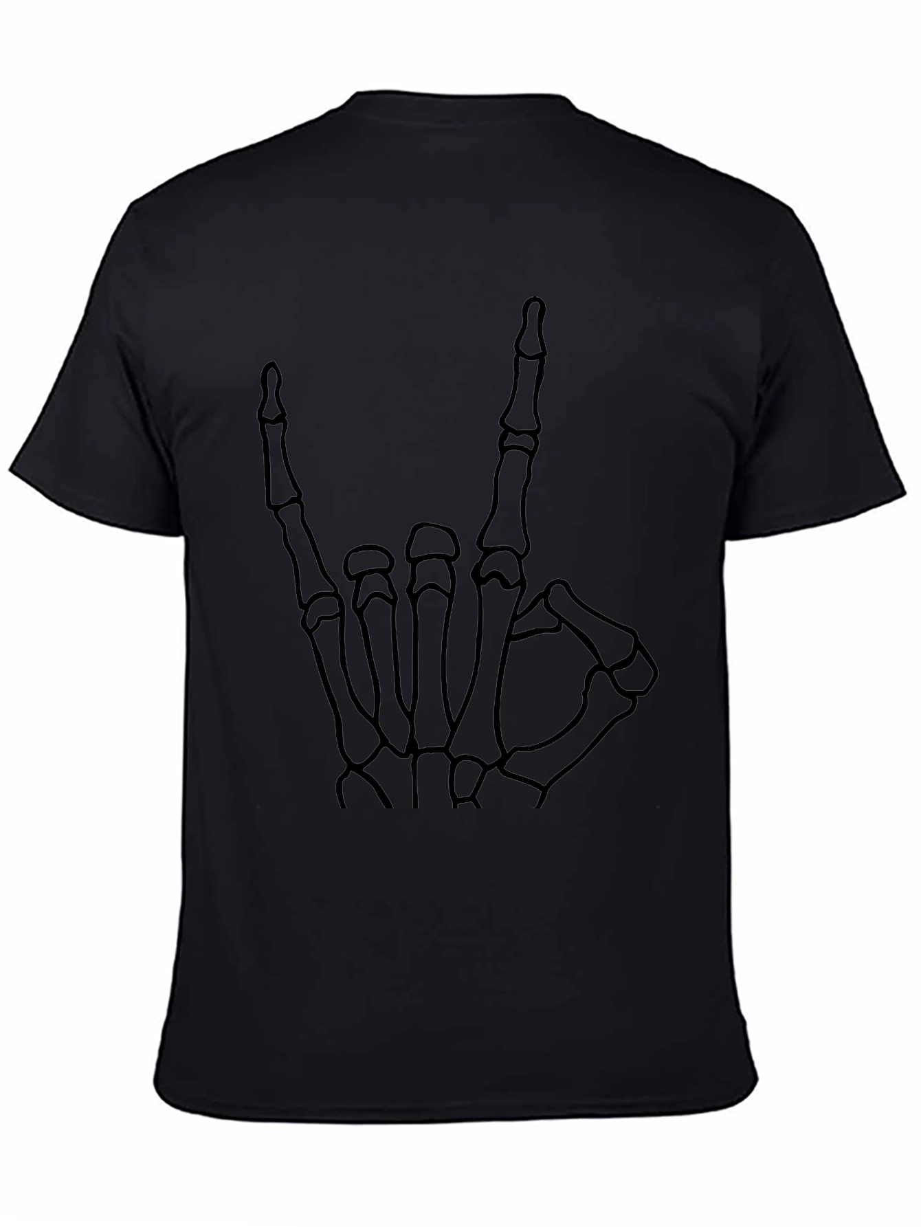 Skeleton Hand Rock On T-Shirt - Black