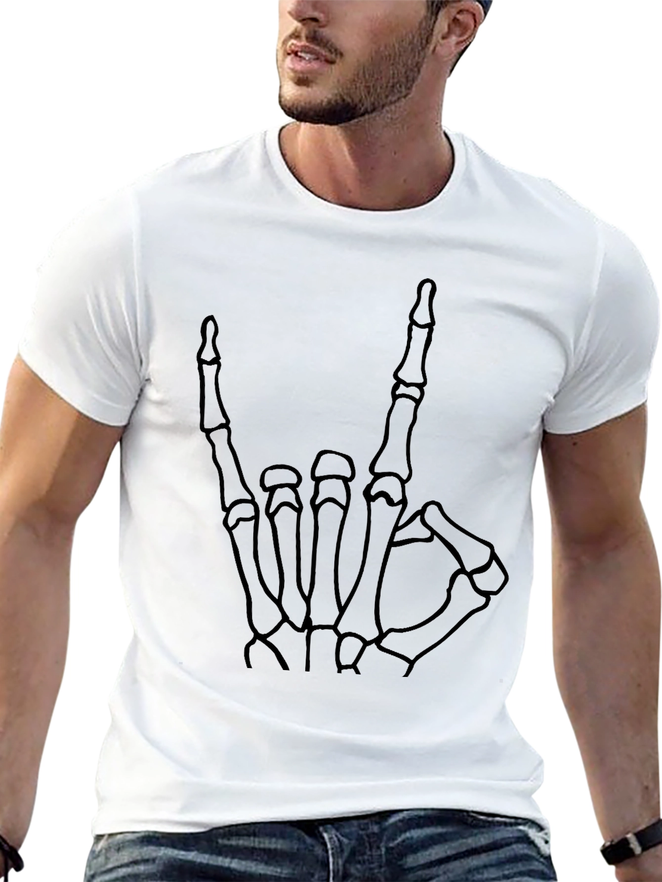 Skeleton Hand Rock On T-Shirt - Black