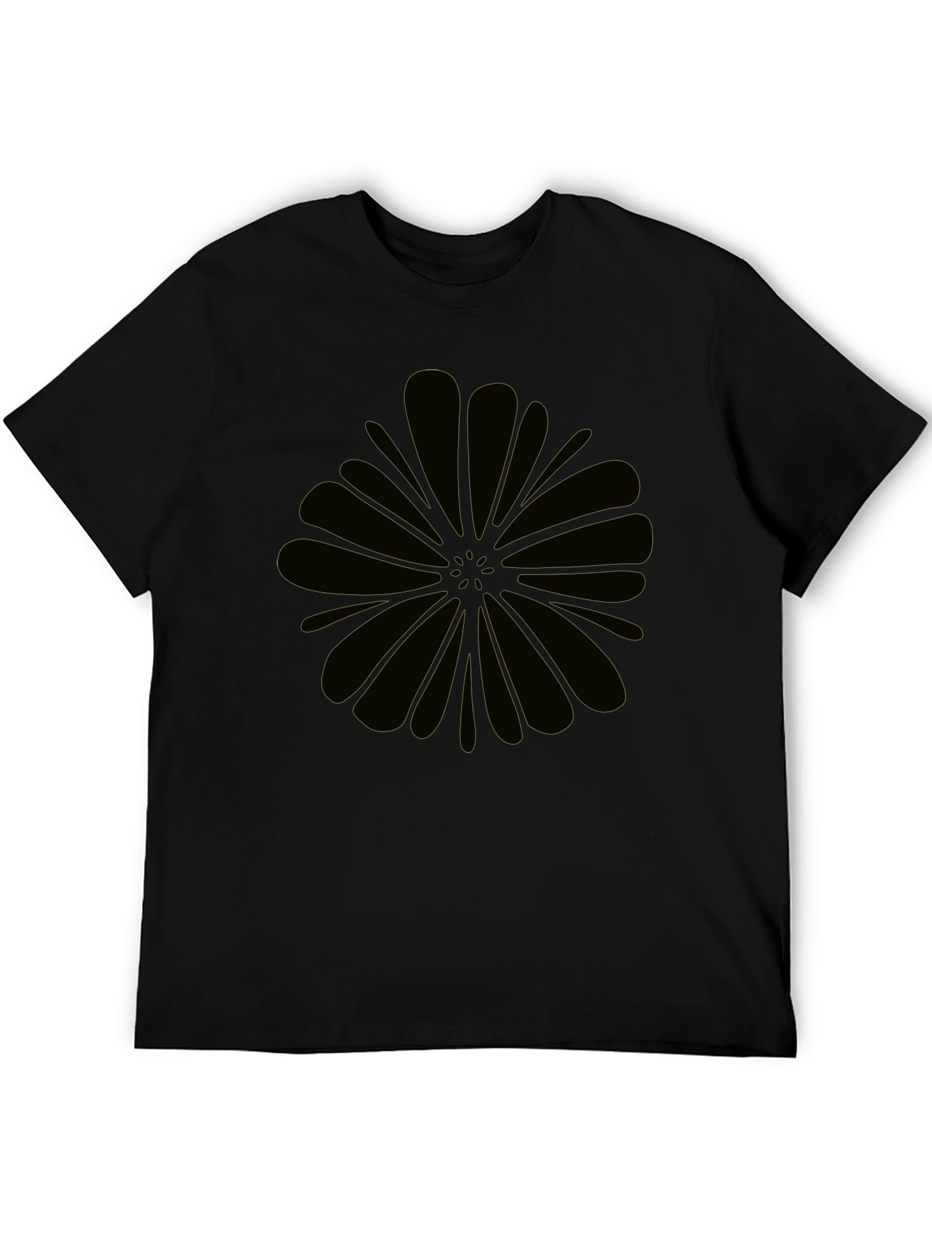 Black Graphic Tee - Abstract Flower Design