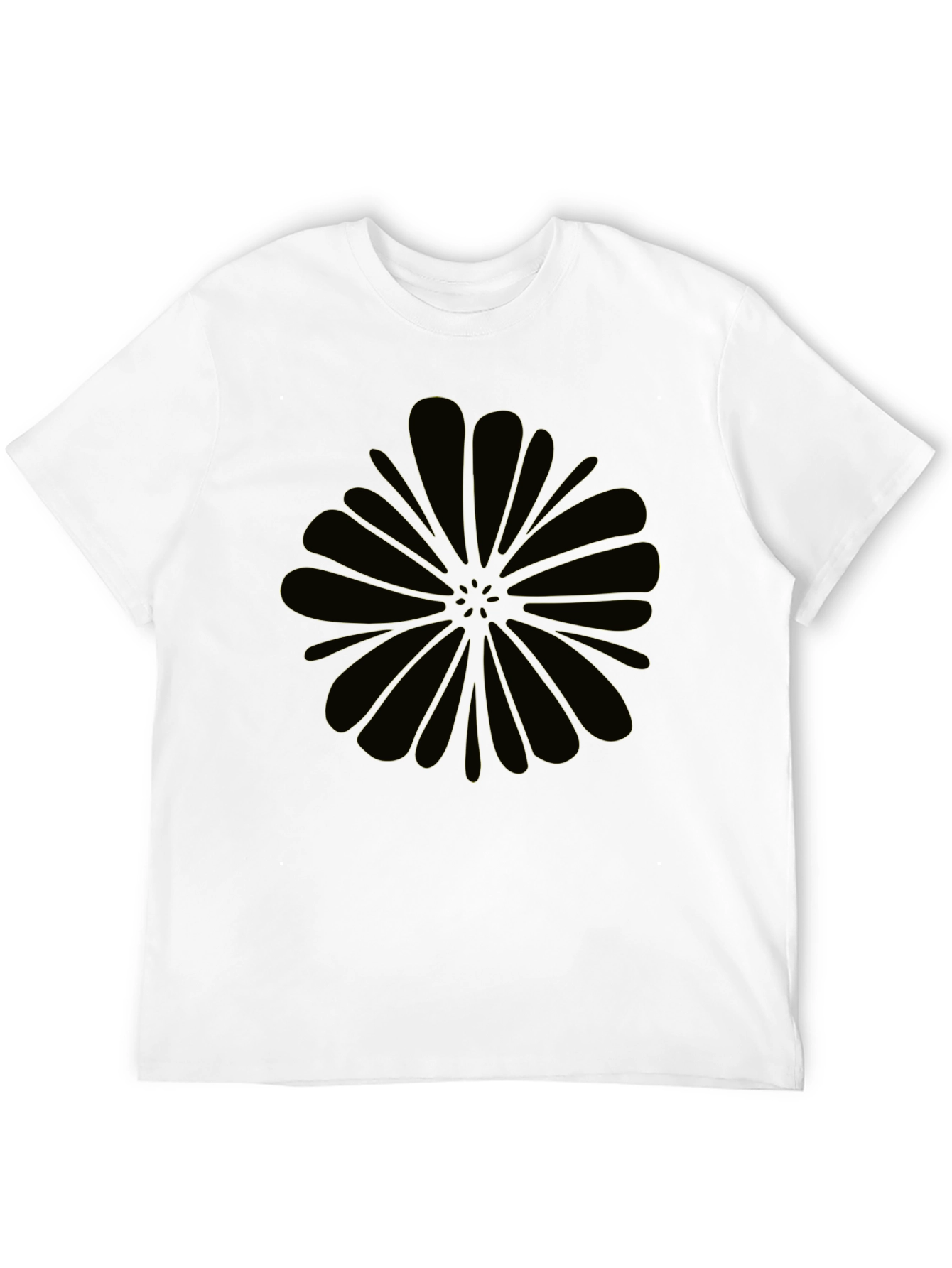 Black Graphic Tee - Abstract Flower Design