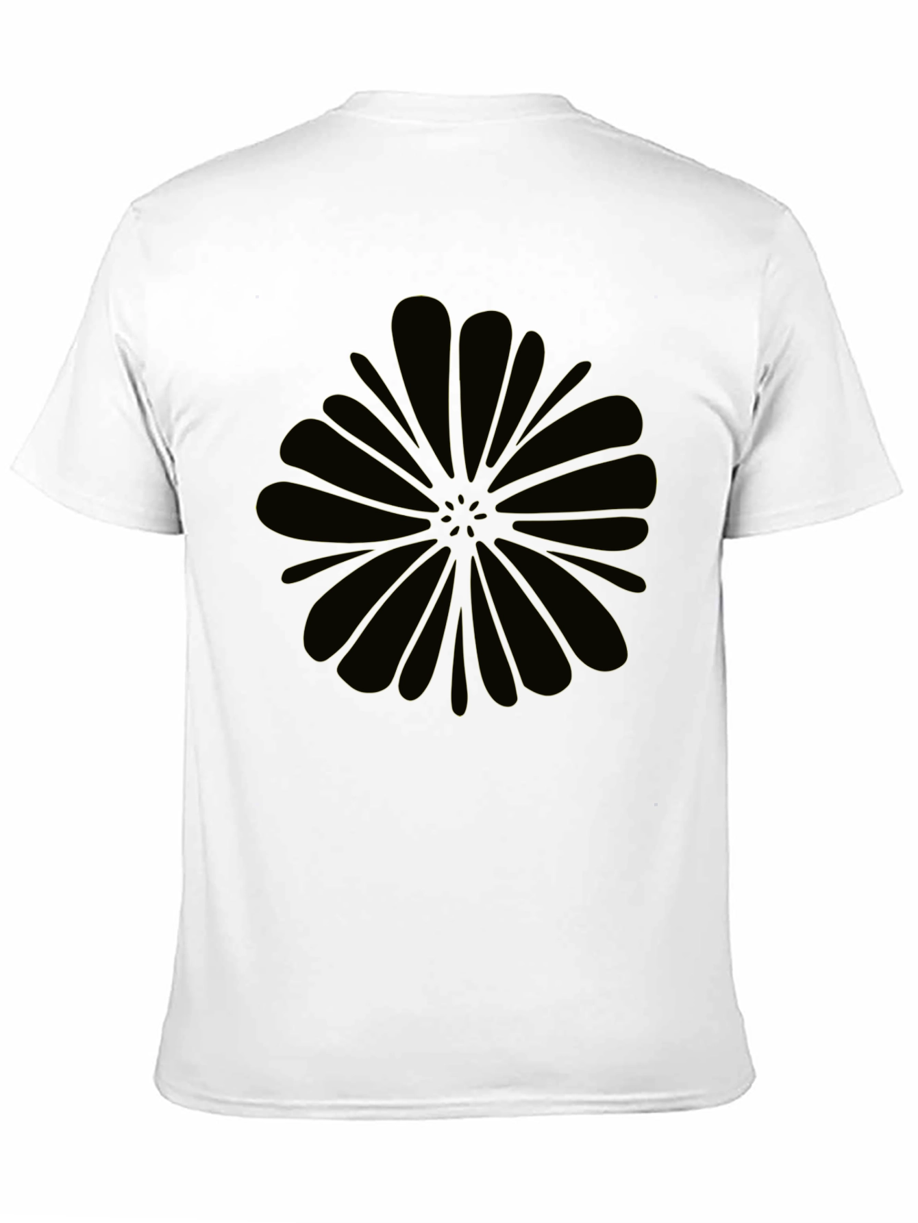 Black Graphic Tee - Abstract Flower Design