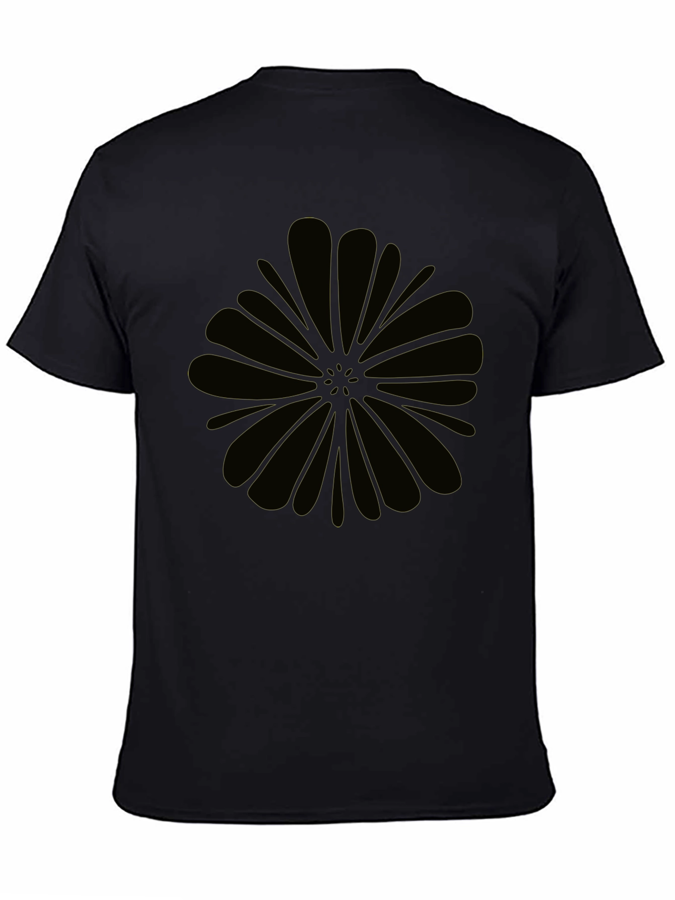 Black Graphic Tee - Abstract Flower Design