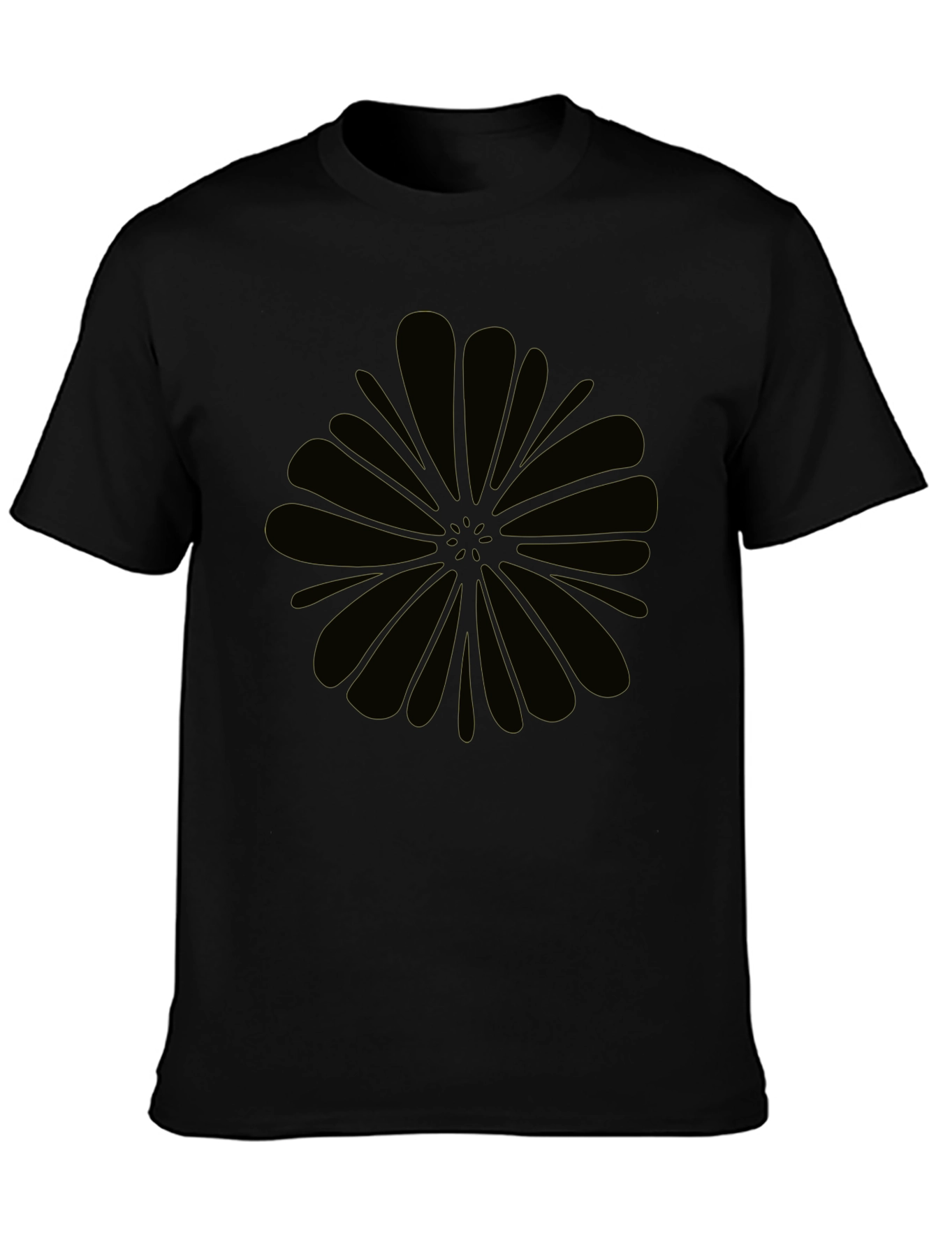 Black Graphic Tee - Abstract Flower Design