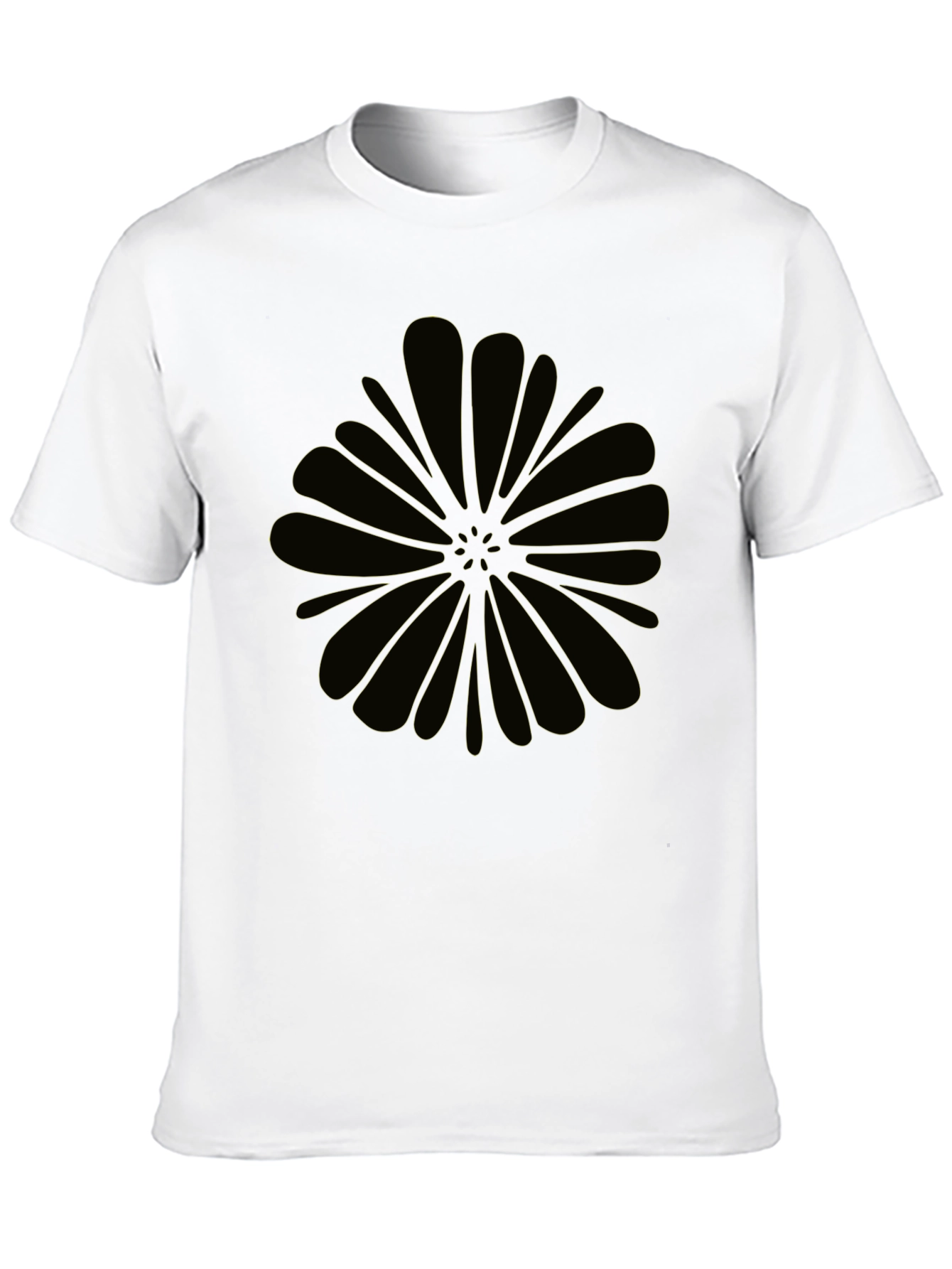 Black Graphic Tee - Abstract Flower Design