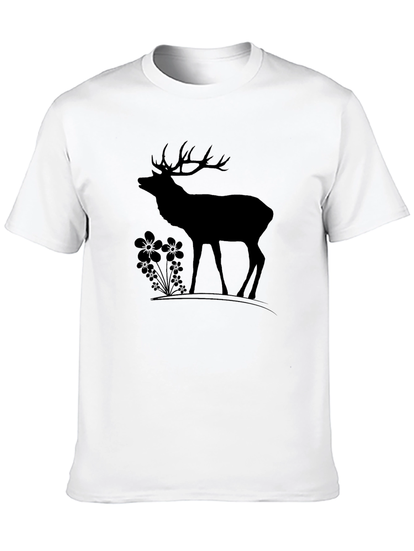 Silhouette Deer Graphic Tee - Black