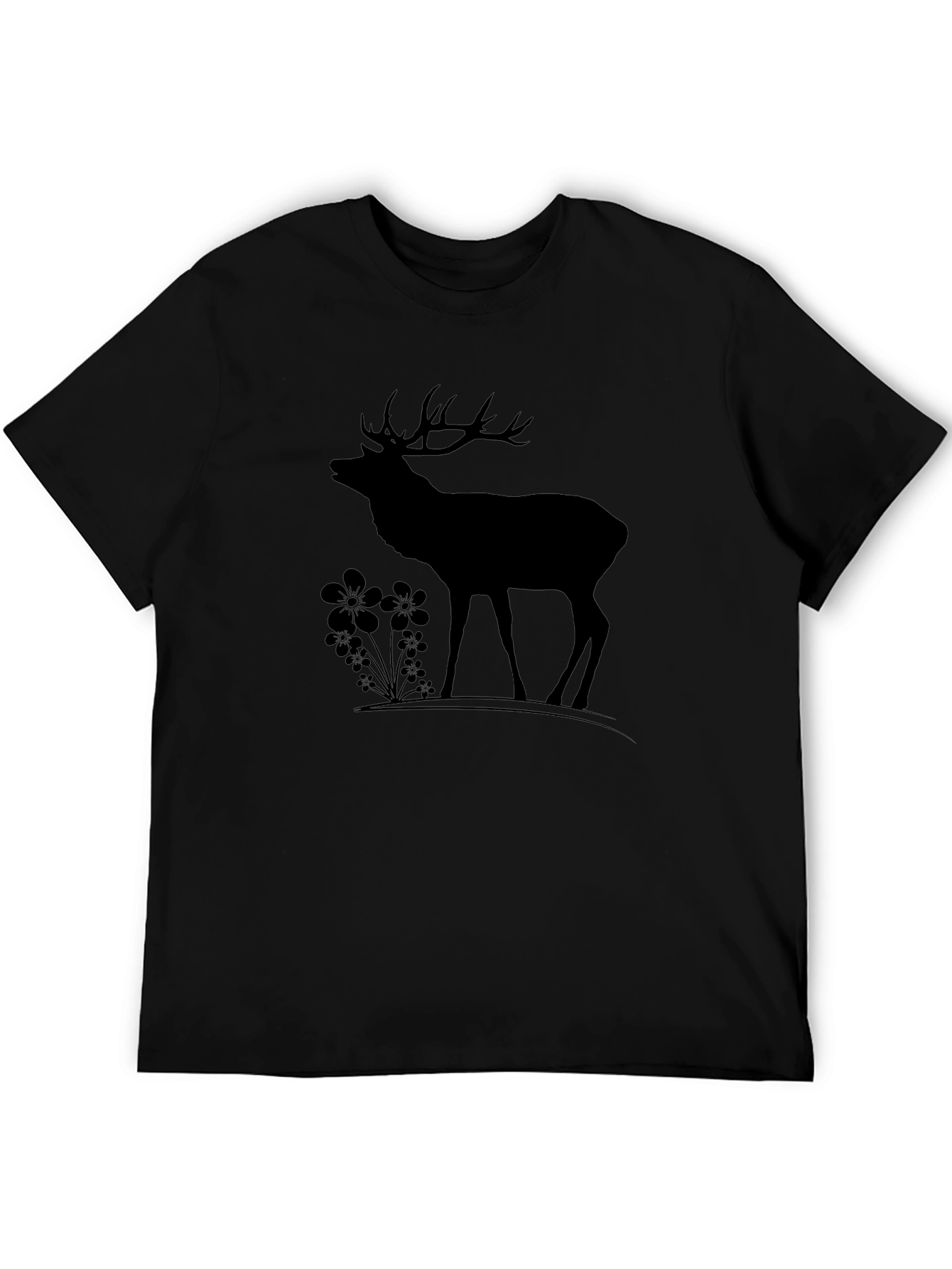 Silhouette Deer Graphic Tee - Black