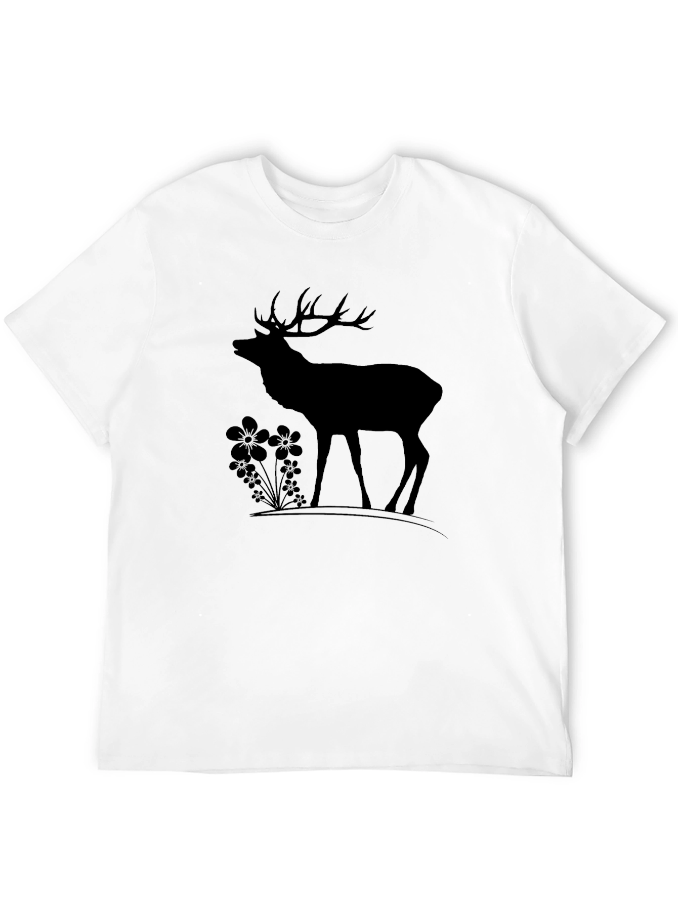 Silhouette Deer Graphic Tee - Black