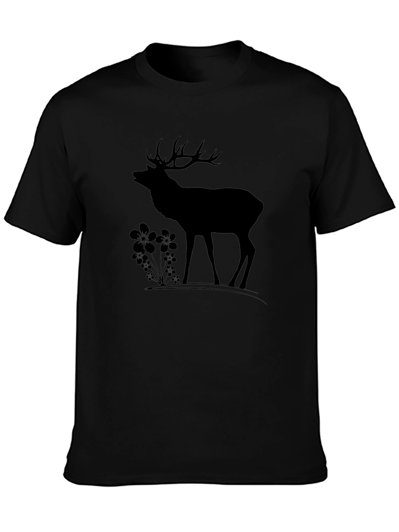 Silhouette Deer Graphic Tee - Black