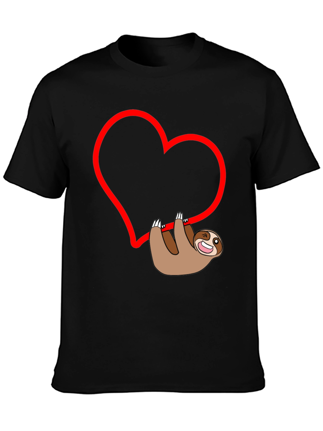 Sloth Heart Graphic Tee - Mens Black T-Shirt