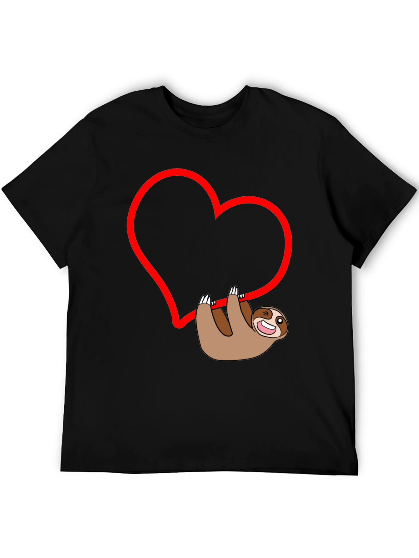 Sloth Heart Graphic Tee - Mens Black T-Shirt