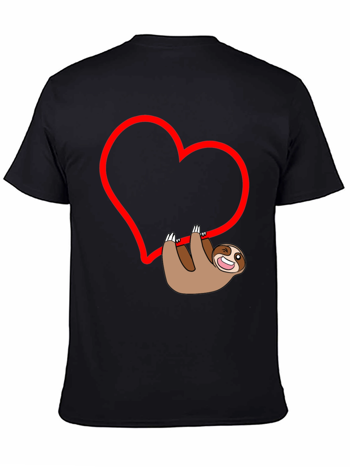 Sloth Heart Graphic Tee - Mens Black T-Shirt