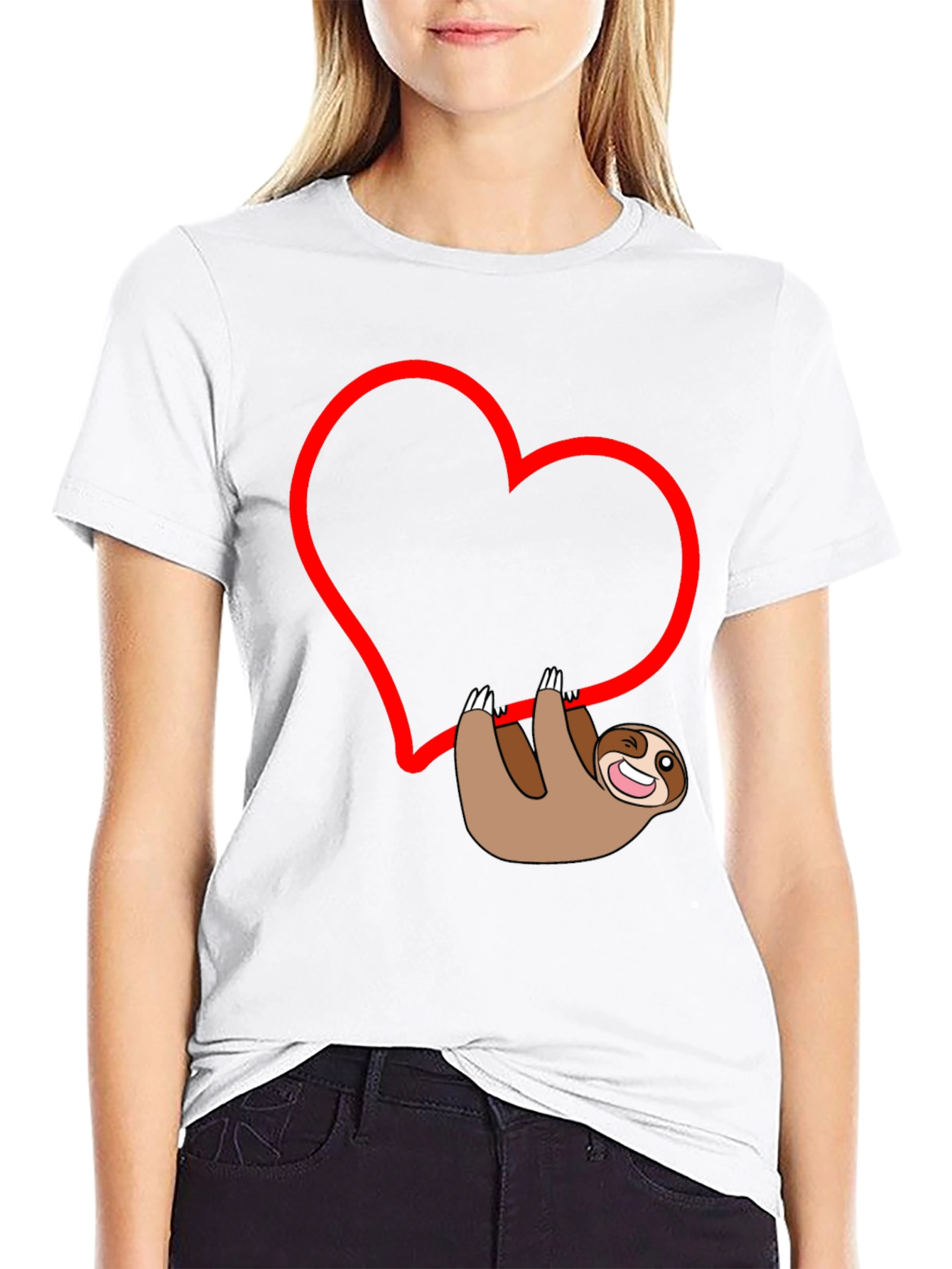 Sloth Heart Graphic Tee - Mens Black T-Shirt