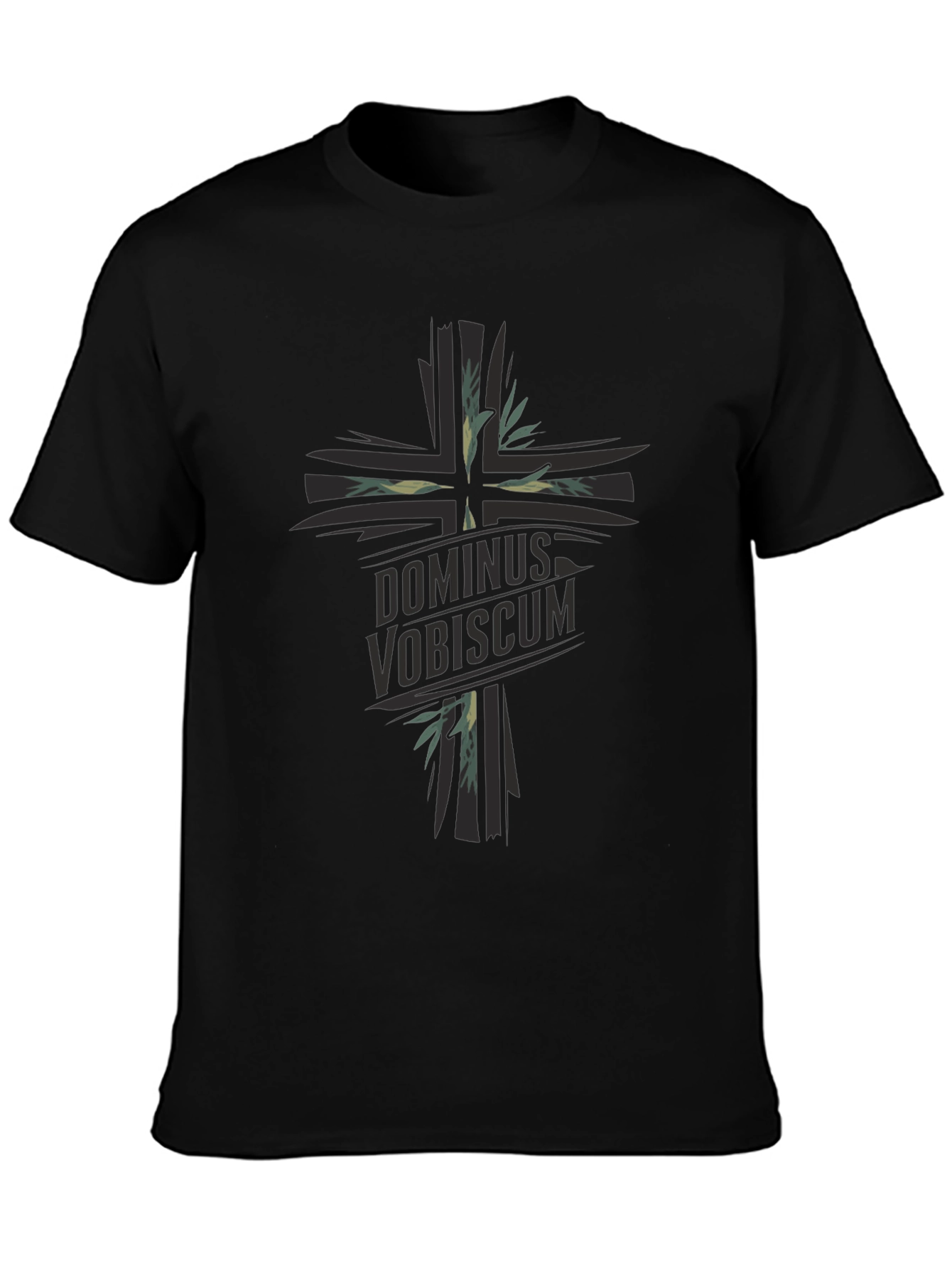 Dominus Vobiscum Cross Graphic T-Shirt - Black