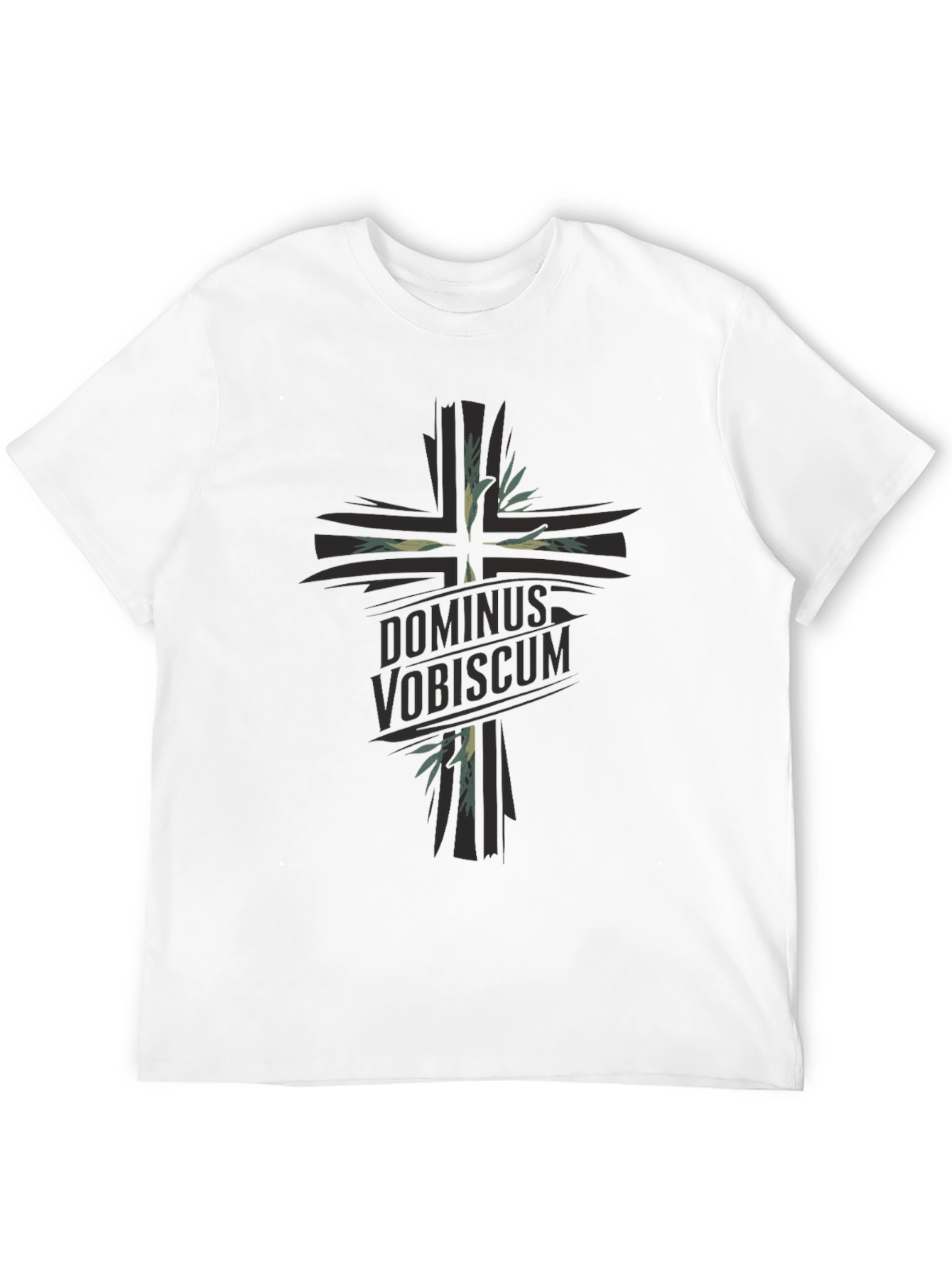 Dominus Vobiscum Cross Graphic T-Shirt - Black