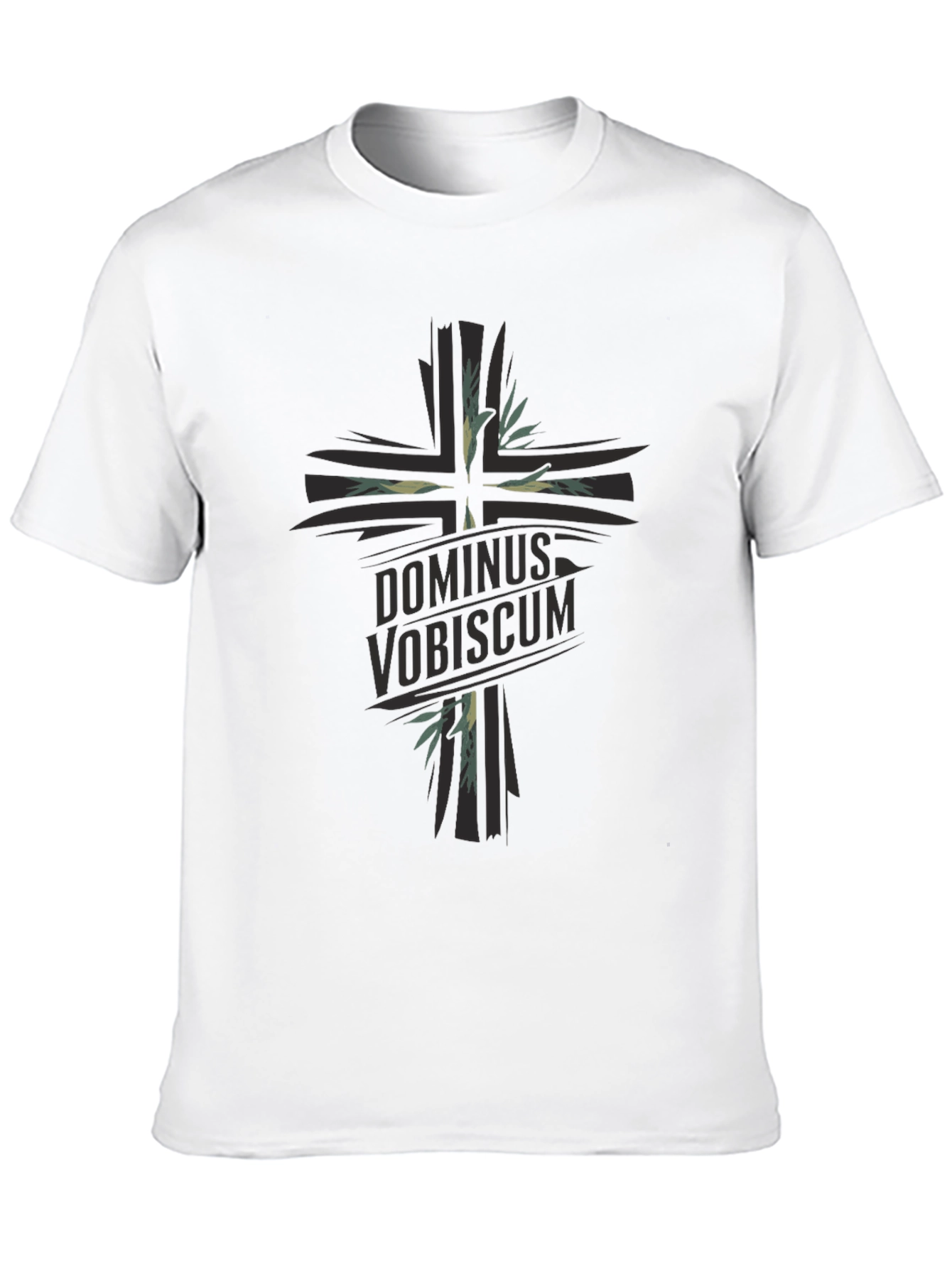 Dominus Vobiscum Cross Graphic T-Shirt - Black